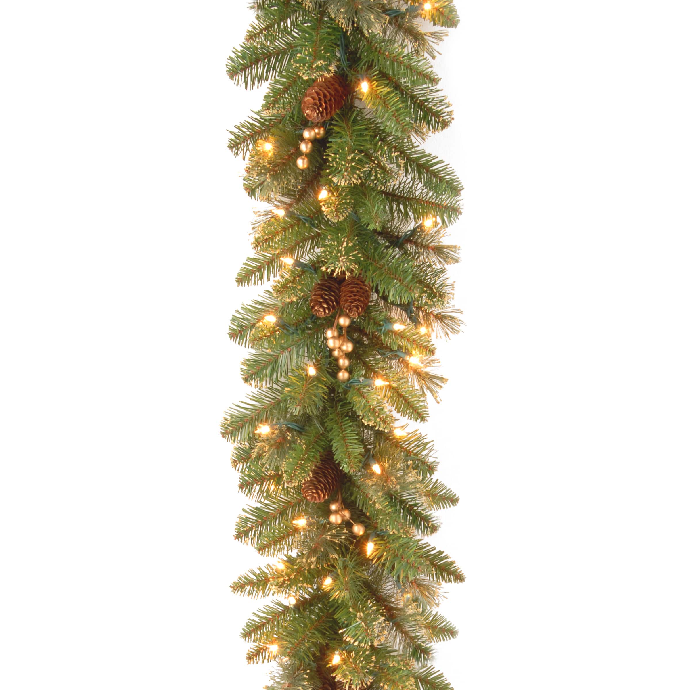 9' x 10" Pre-lit Glittery Pine Artificial Christmas Garland with 100 Clear Lights