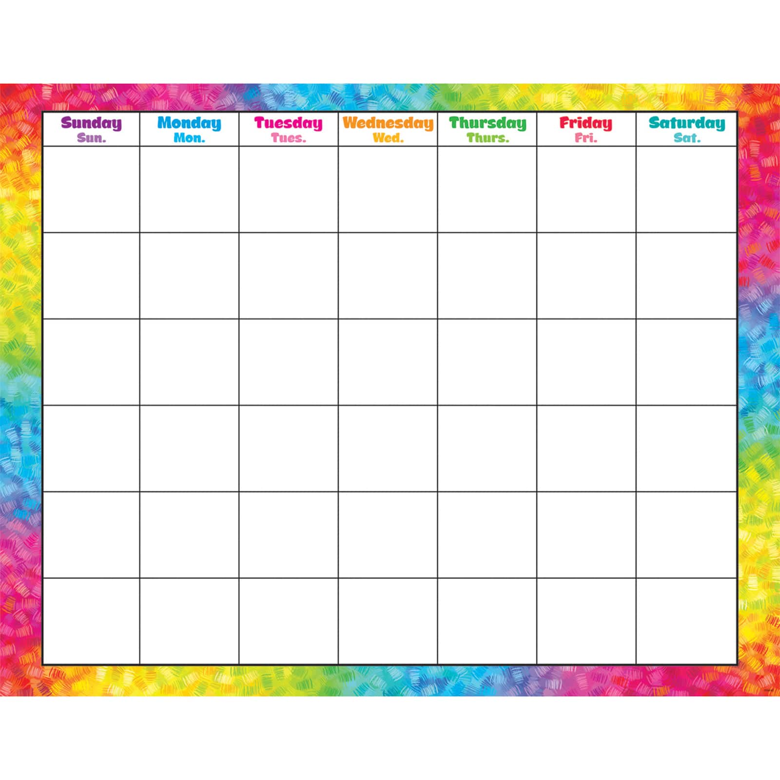 Trend Enterprises&#xAE; Colorful Brush Strokes Wipe-Off&#xAE; Monthly Calendar, Pack of 6