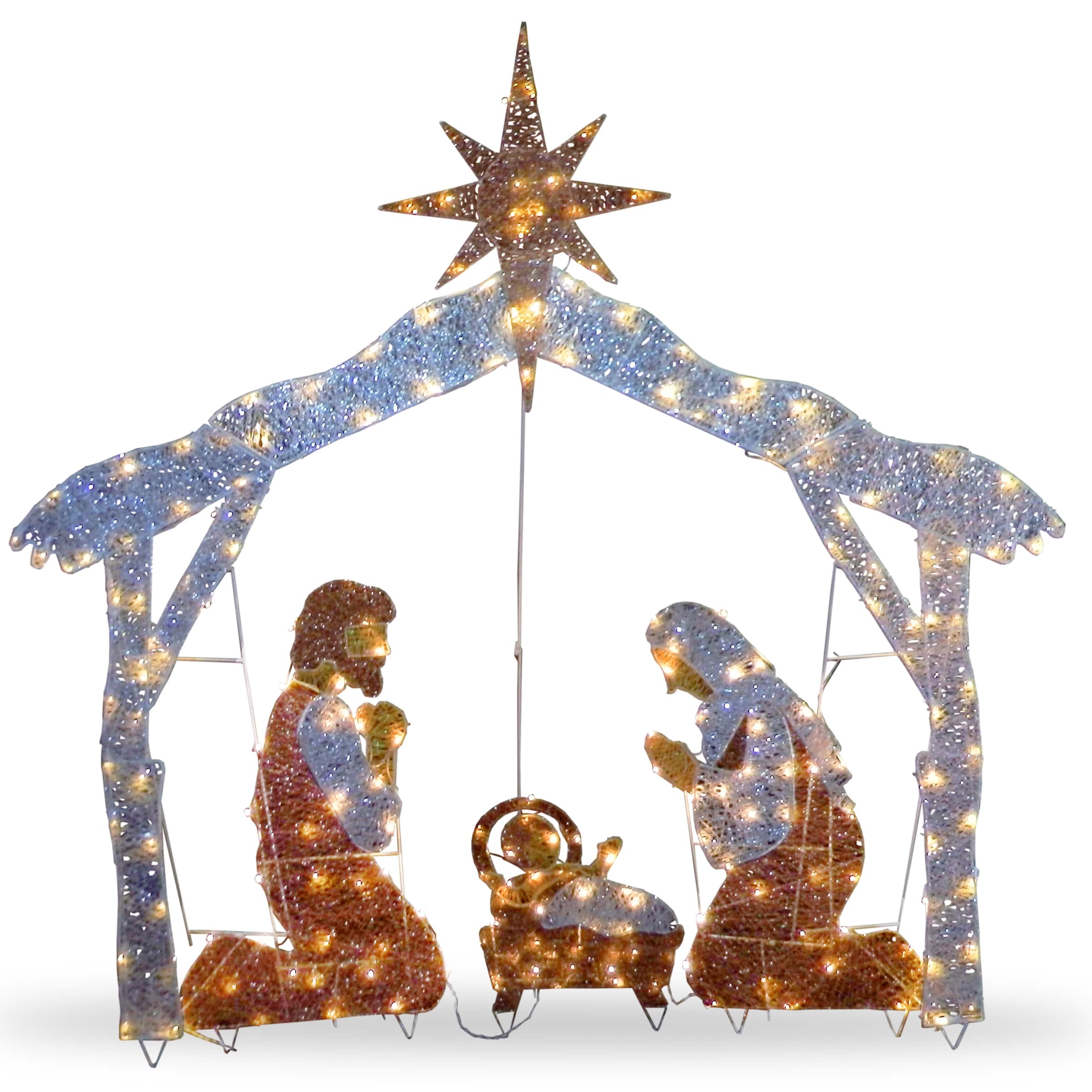 72" Nativity Scene, White LED Lights