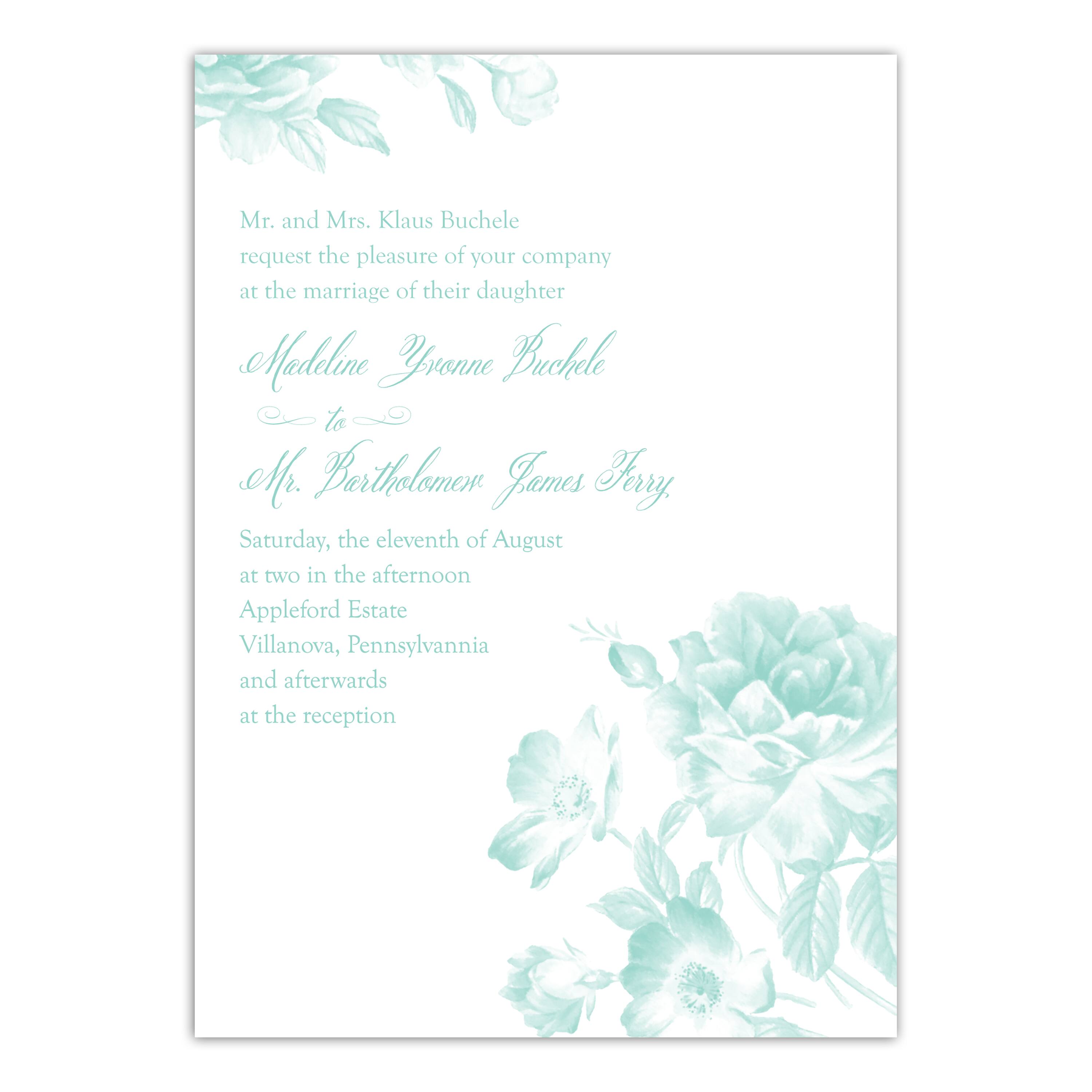 Martha Stewart Wedgewood Flat Personalized Wedding Invitation Wedding