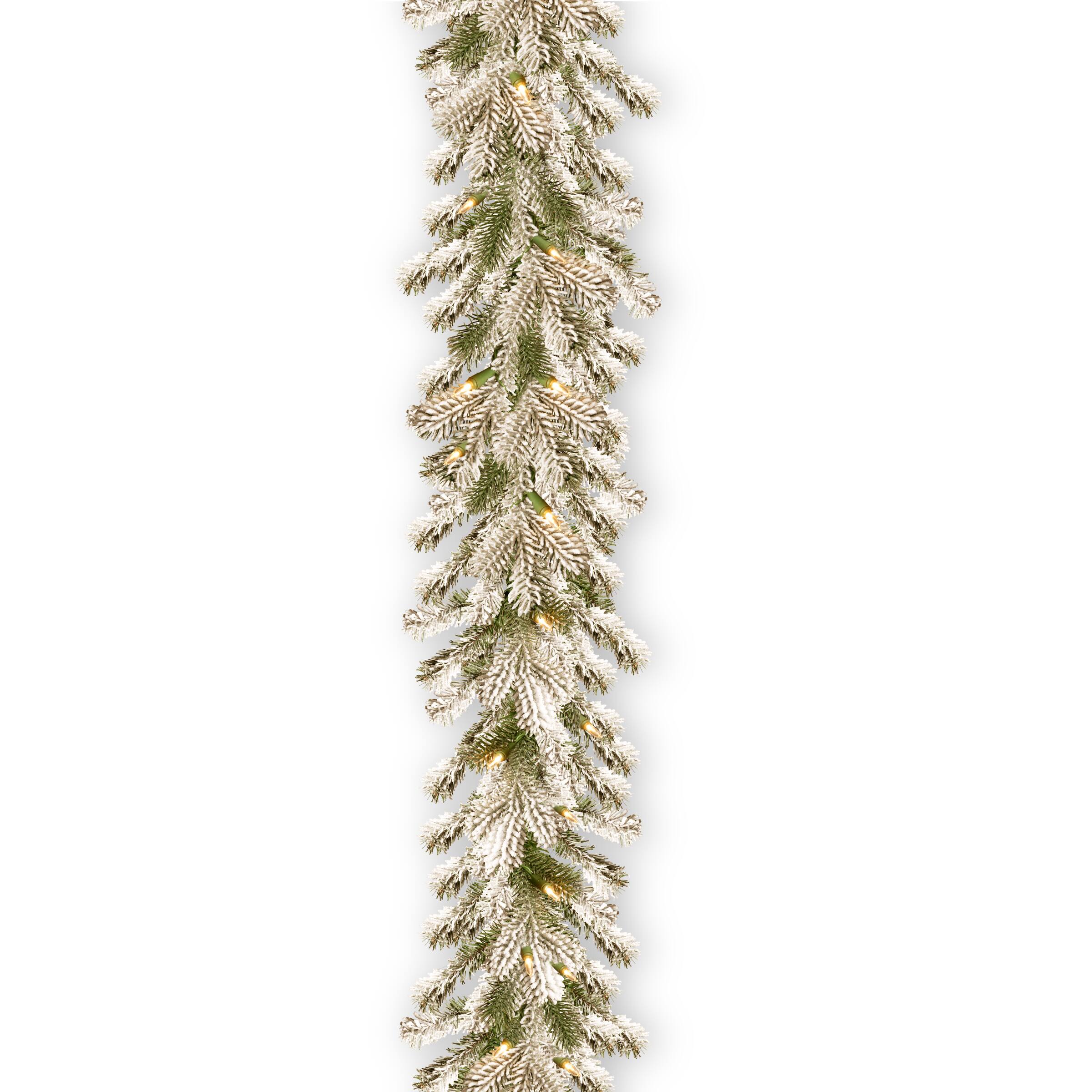 9ft. Pre-lit Feel Real® Snowy Sheffield Spruce Artificial Christmas Garland with 70 Clear Lights