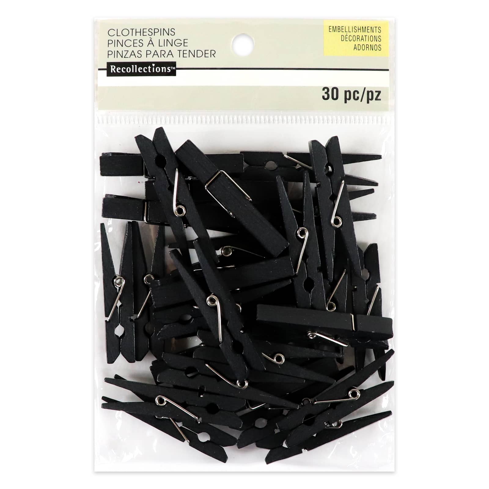 12 Packs: 30 ct. (360 total) Black Clothespins by Recollections™