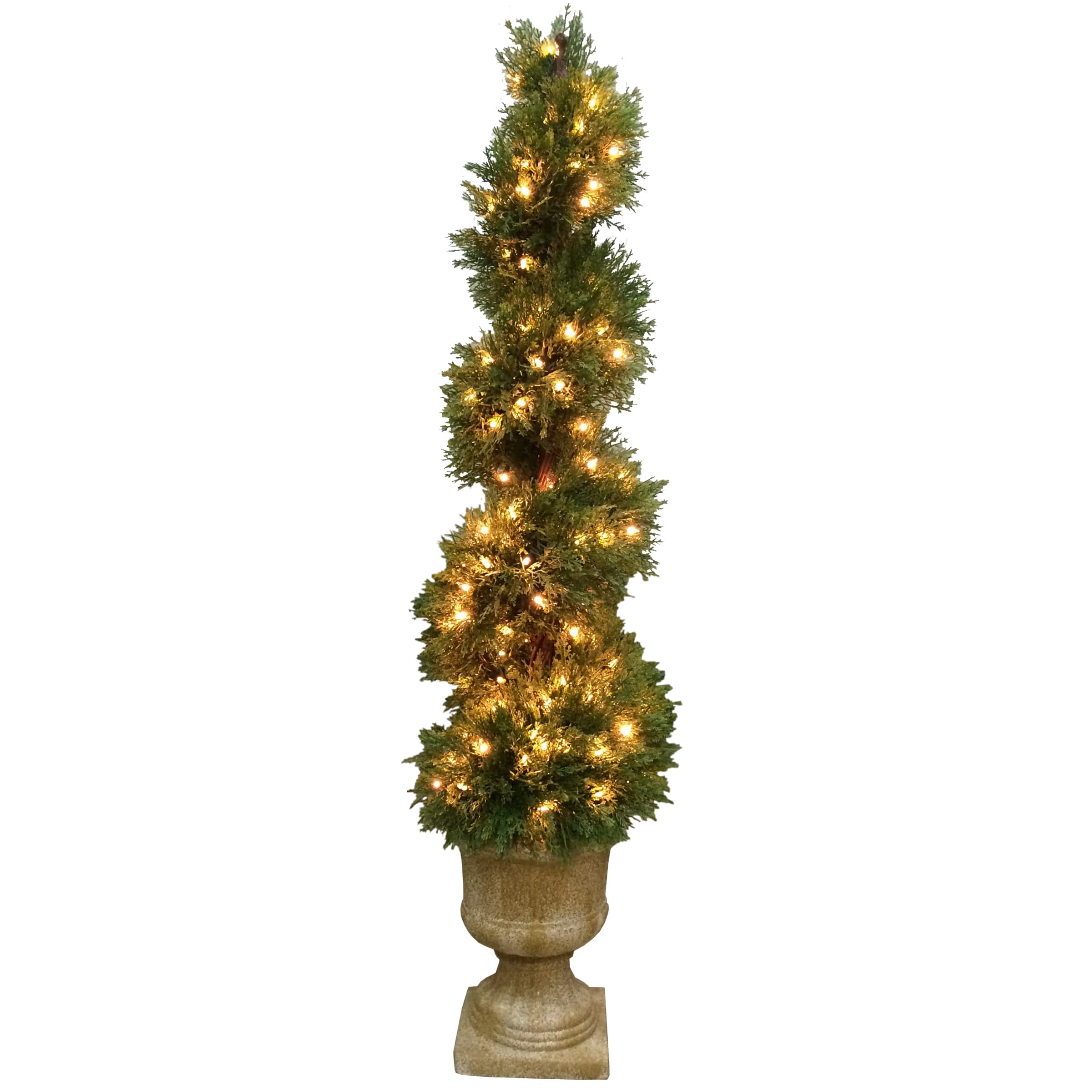 54" Juniper Slim Spiral Tree with Decorative Urn w/ 150 Clear Lights