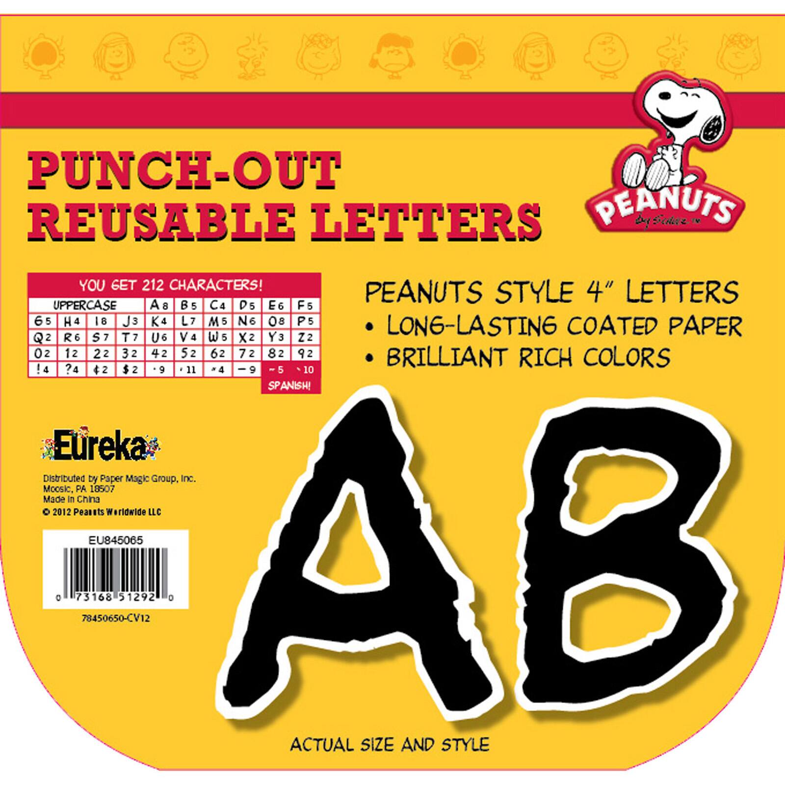 Peanuts® 4" Black Punch Out Reusable Letters