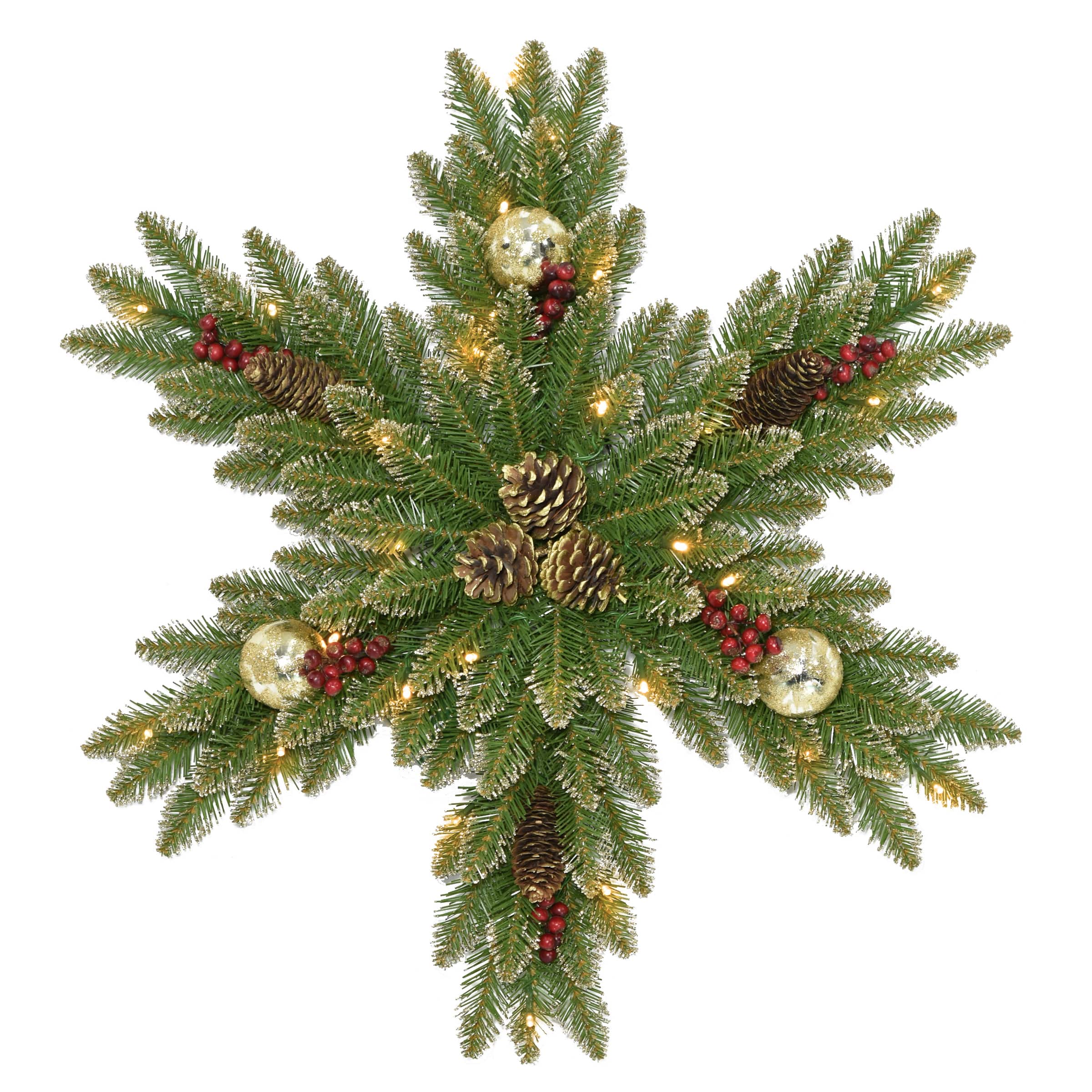 32" Glittery Gold Dunhill® Fir Snowflake with Warm White LED Lights