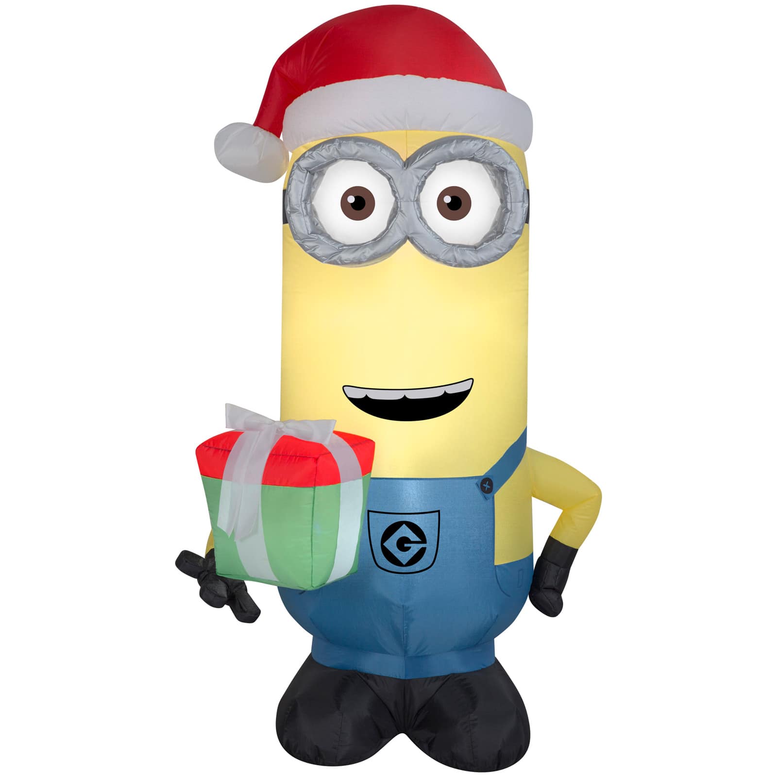 5ft. Airblown&#xAE; Inflatable Christmas Universal&#xA9; Minions&#x2122; Kevin with Present &#x26; Santa Hat