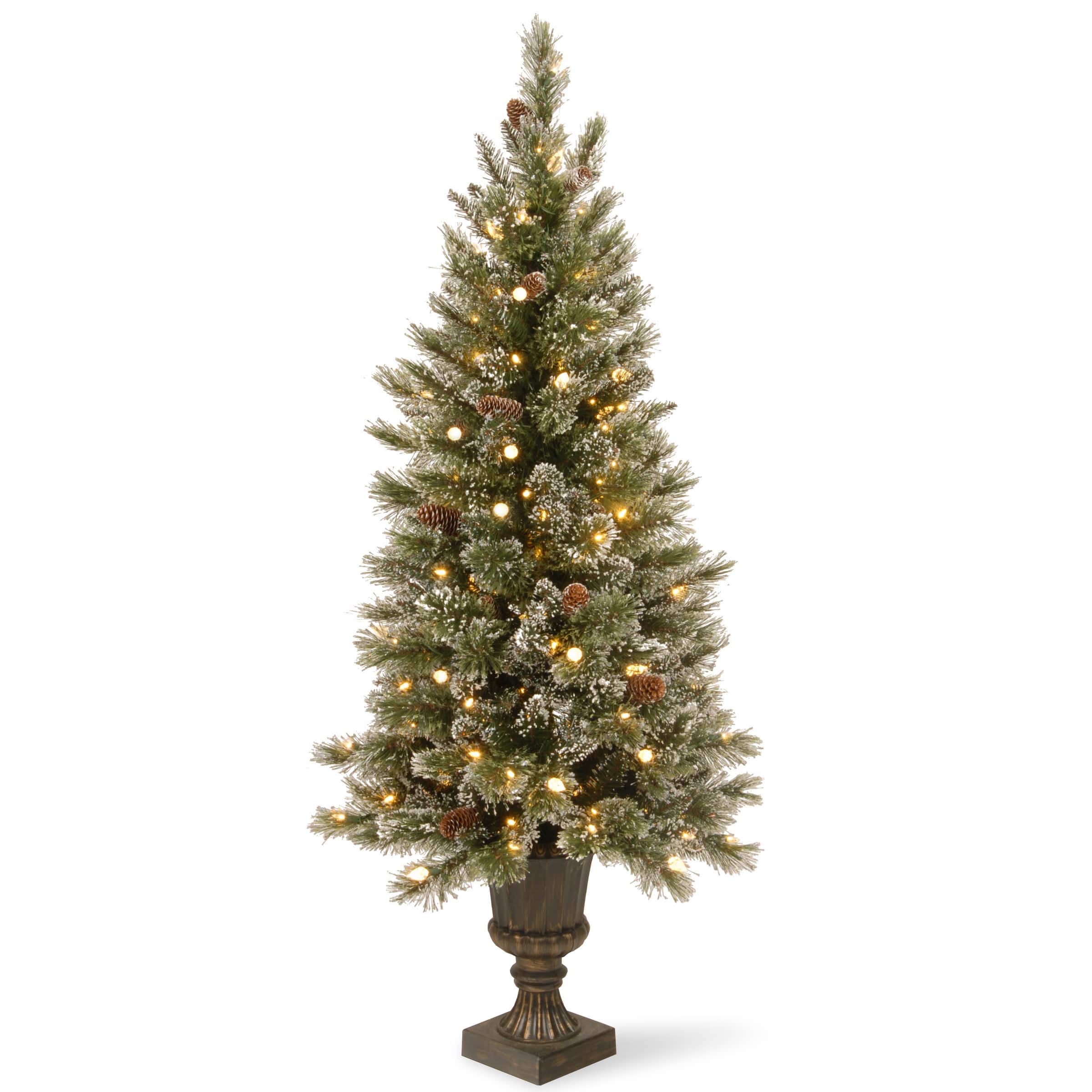 4ft. Pre-Lit Glittery Bristle&#xAE; Entrance Tree with Warm White LED Lights