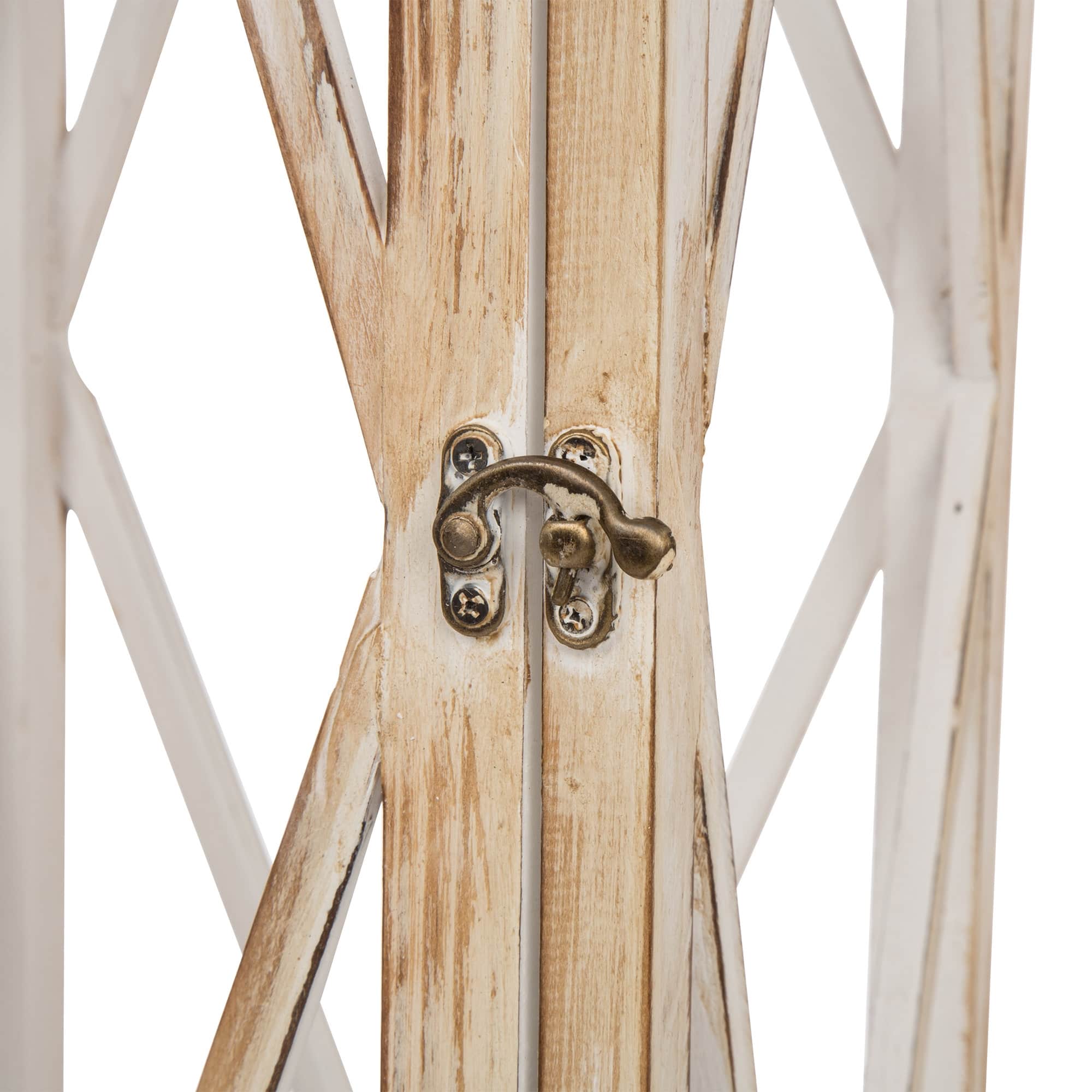 Glitzhome® White Farmhouse Wood & Metal Lantern Set