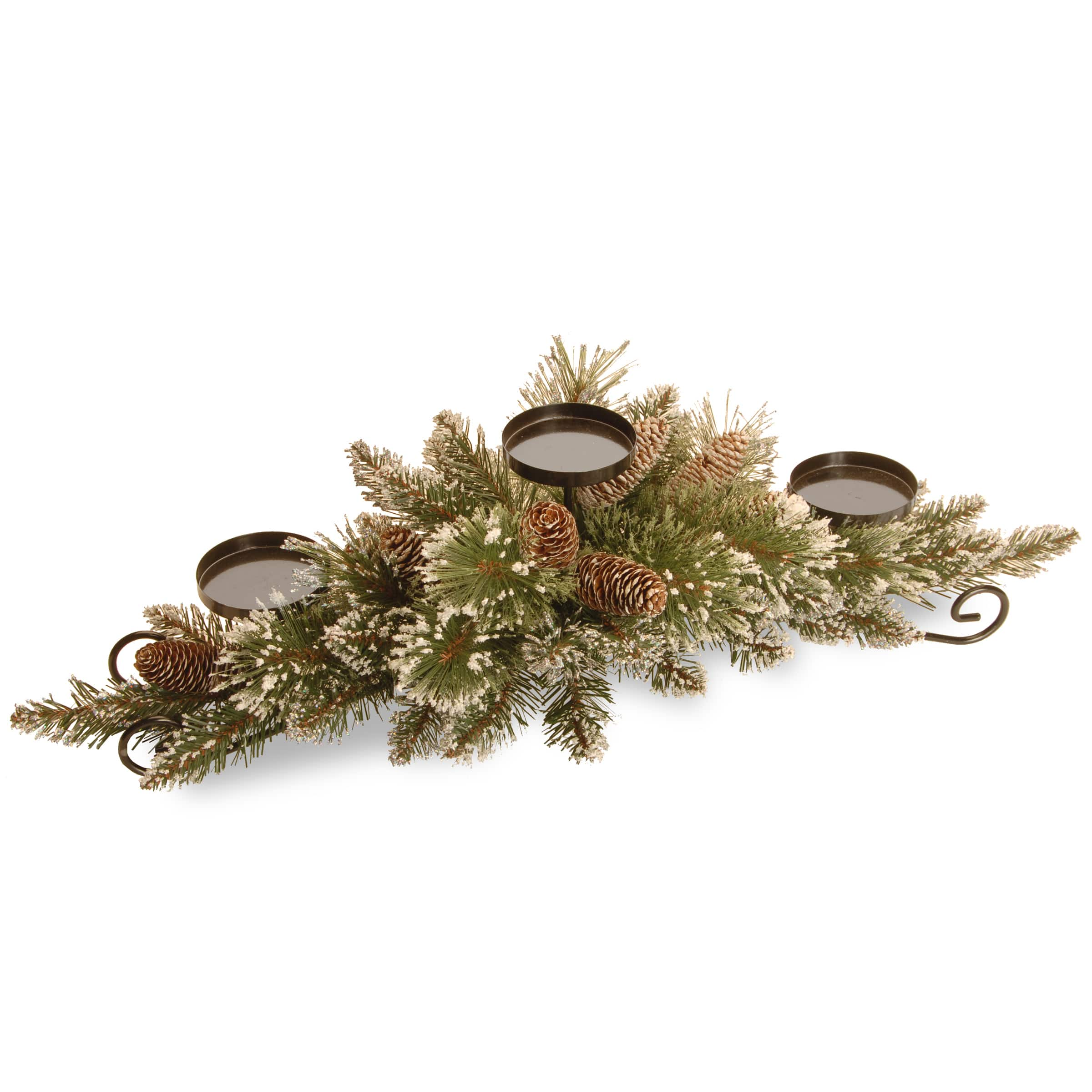 Glitzhome 24 in. Glitted Berry Ornament Pinecone candle Holder