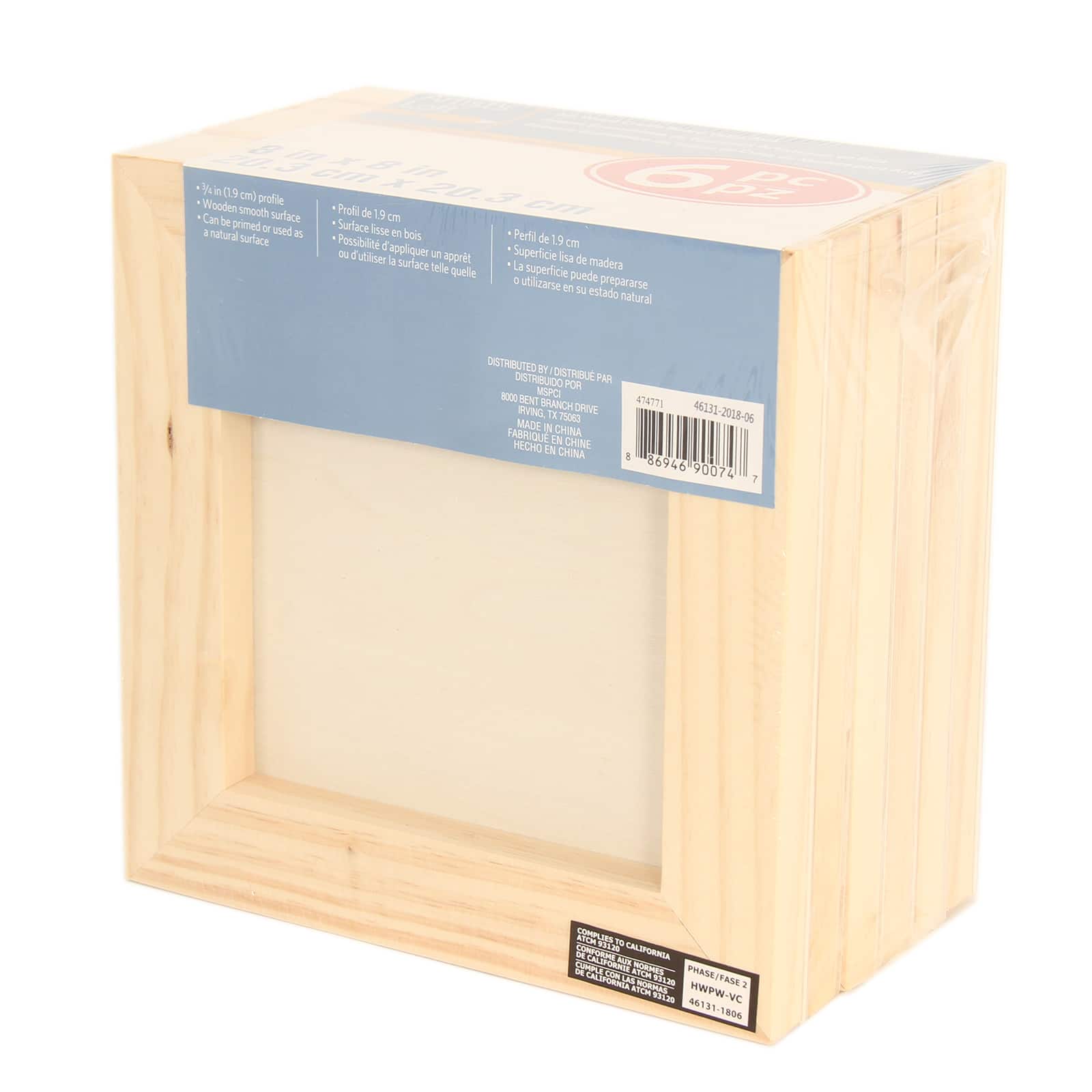 LotFancy Cradled Wood Panels 8 x8 6 Pack Wood Canvas Boards for