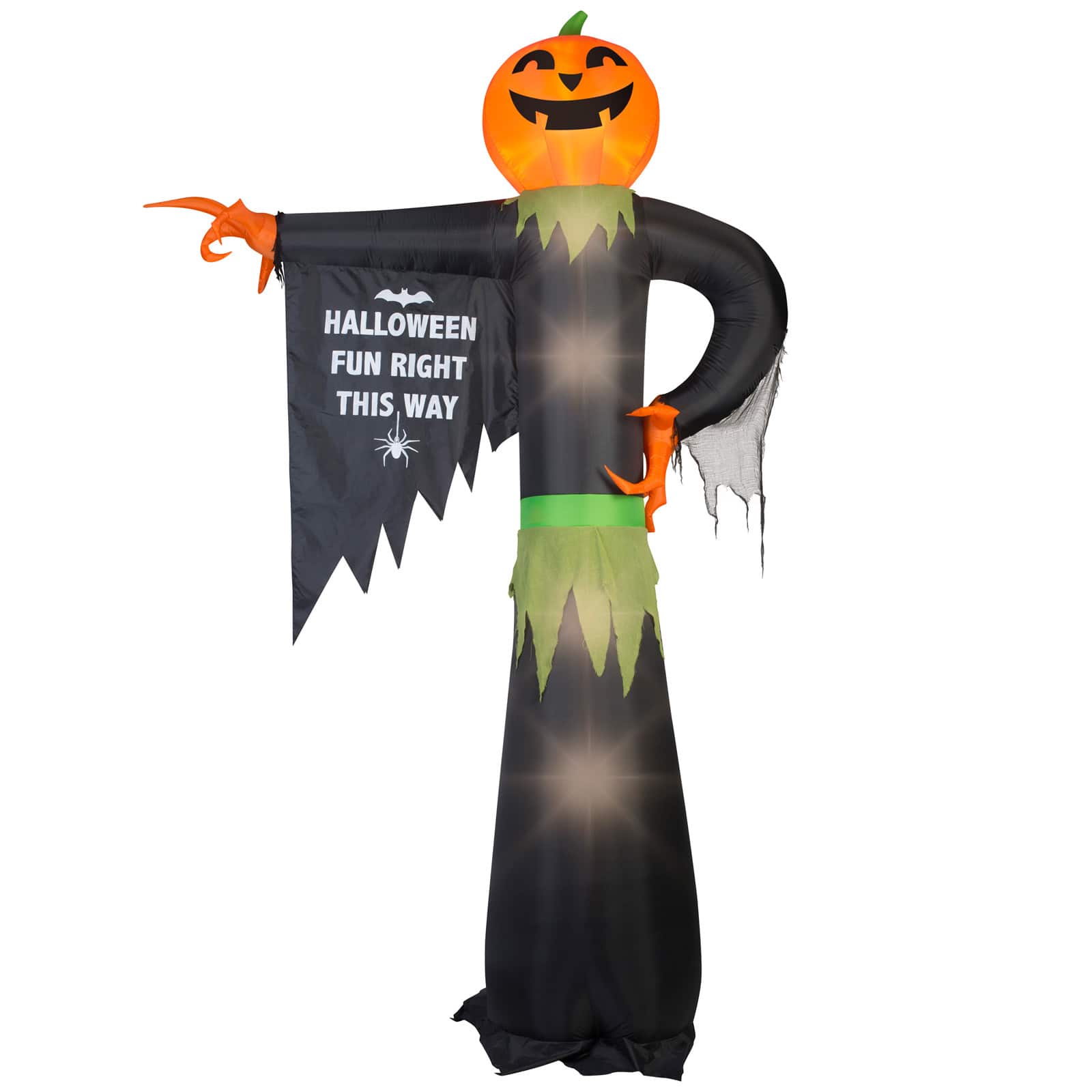 12ft. Airblown&#xAE; Inflatable Halloween Giant Pointing Pumpkin with Halloween Sign