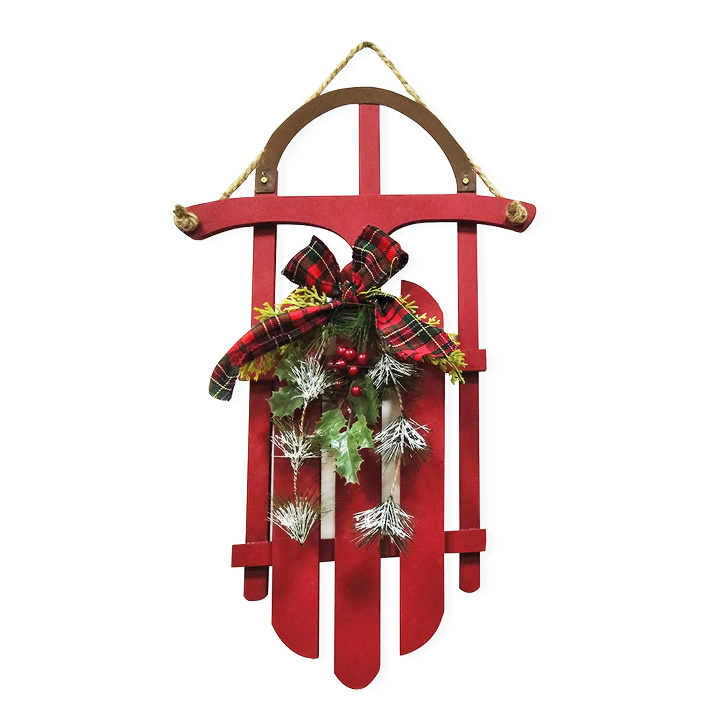 22" Red Sled Home Wall Décor