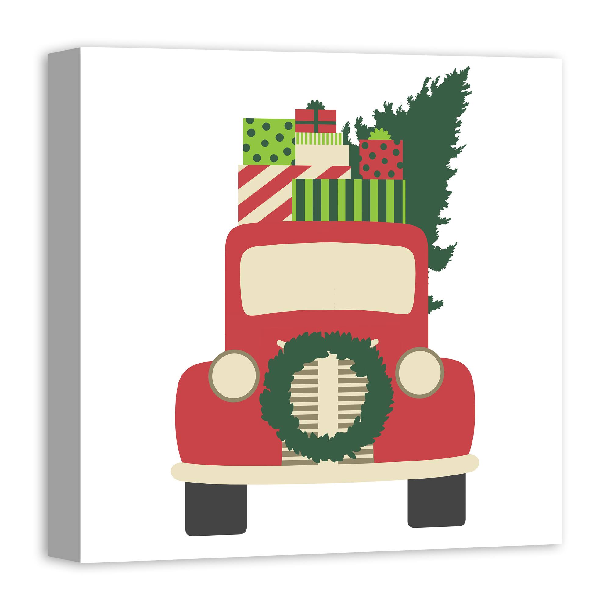 Vintage Christmas Truck Canvas Wall Art