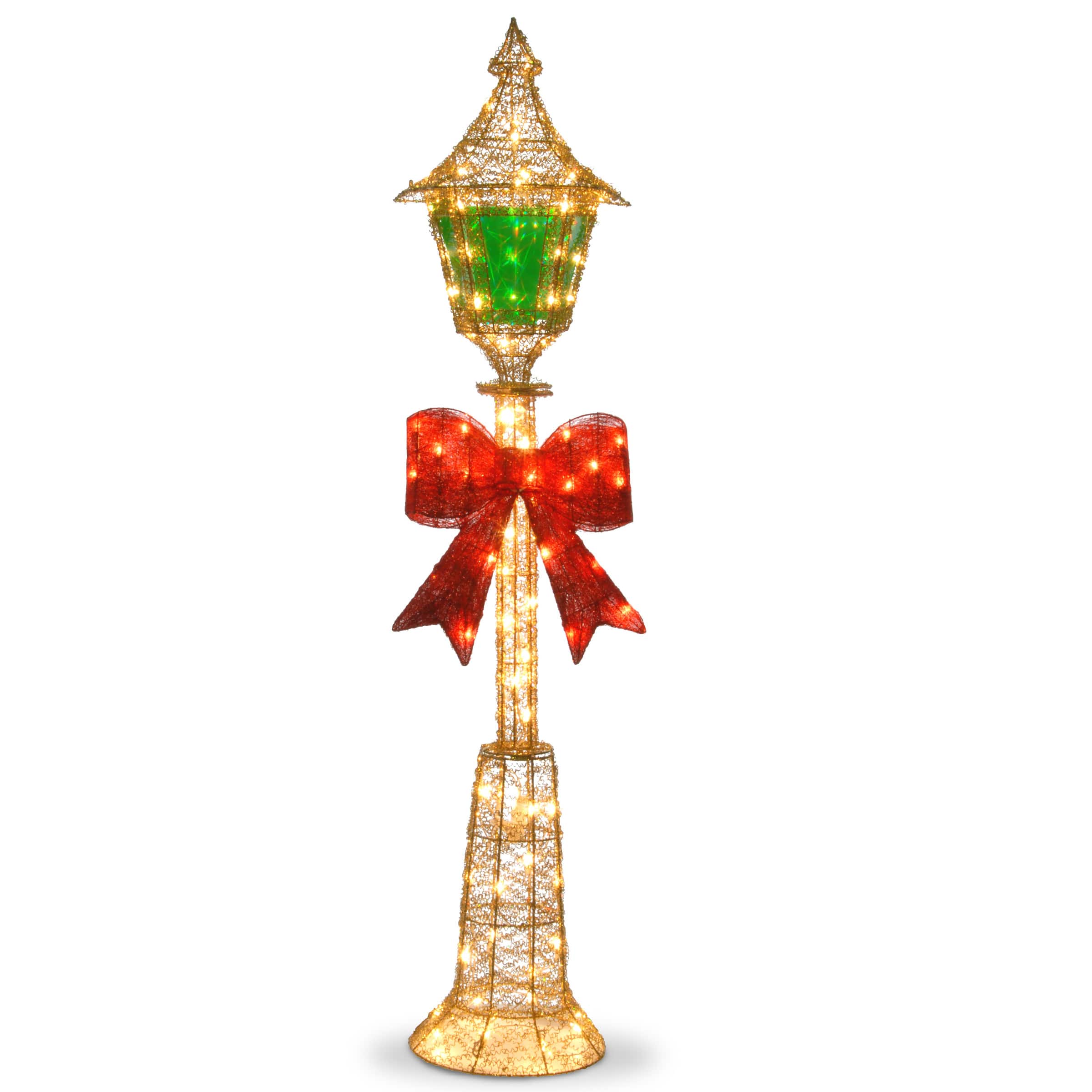 60&#x22; Gold Wire Lamp Post, Clear Lights