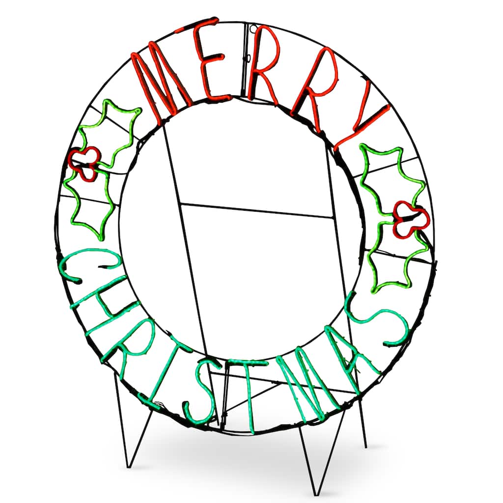 C7 / c9 led christmas lights 3.4ft. Red & Green LED Merry Christmas Wreath