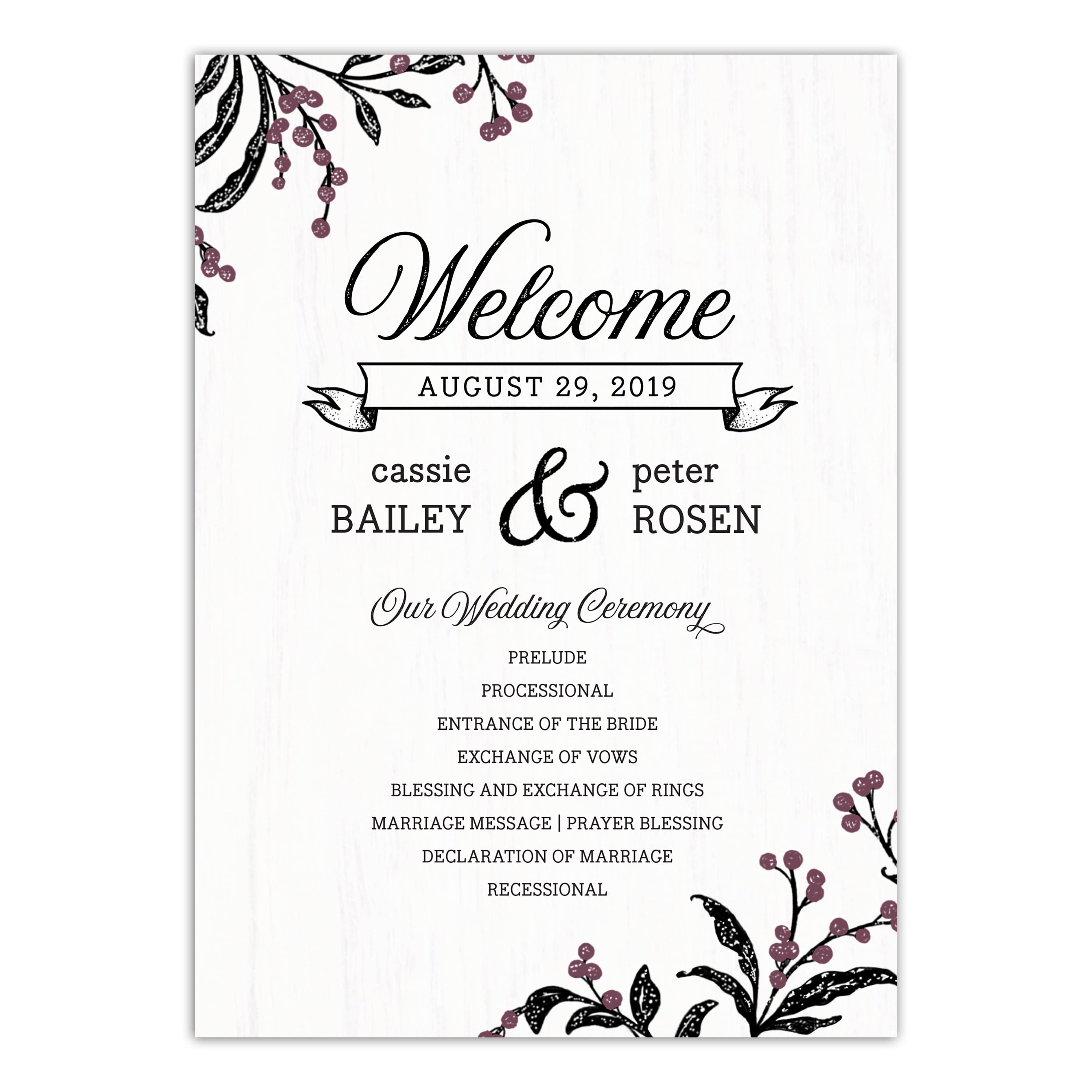 Buy The Gartner Studios Personalized Elegant Ink Wedding Program