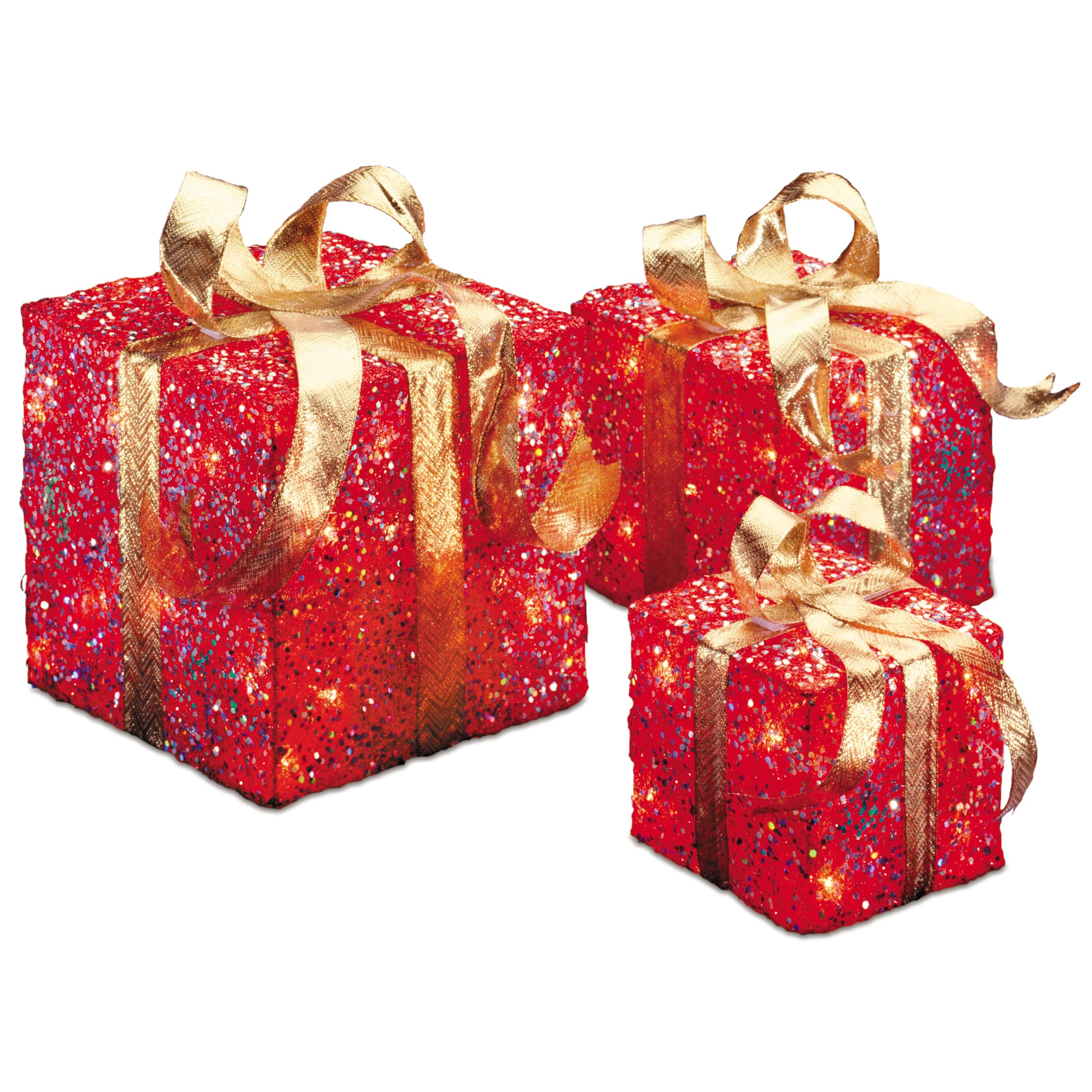 Red Sisal Gift Box Set with Clear Lights