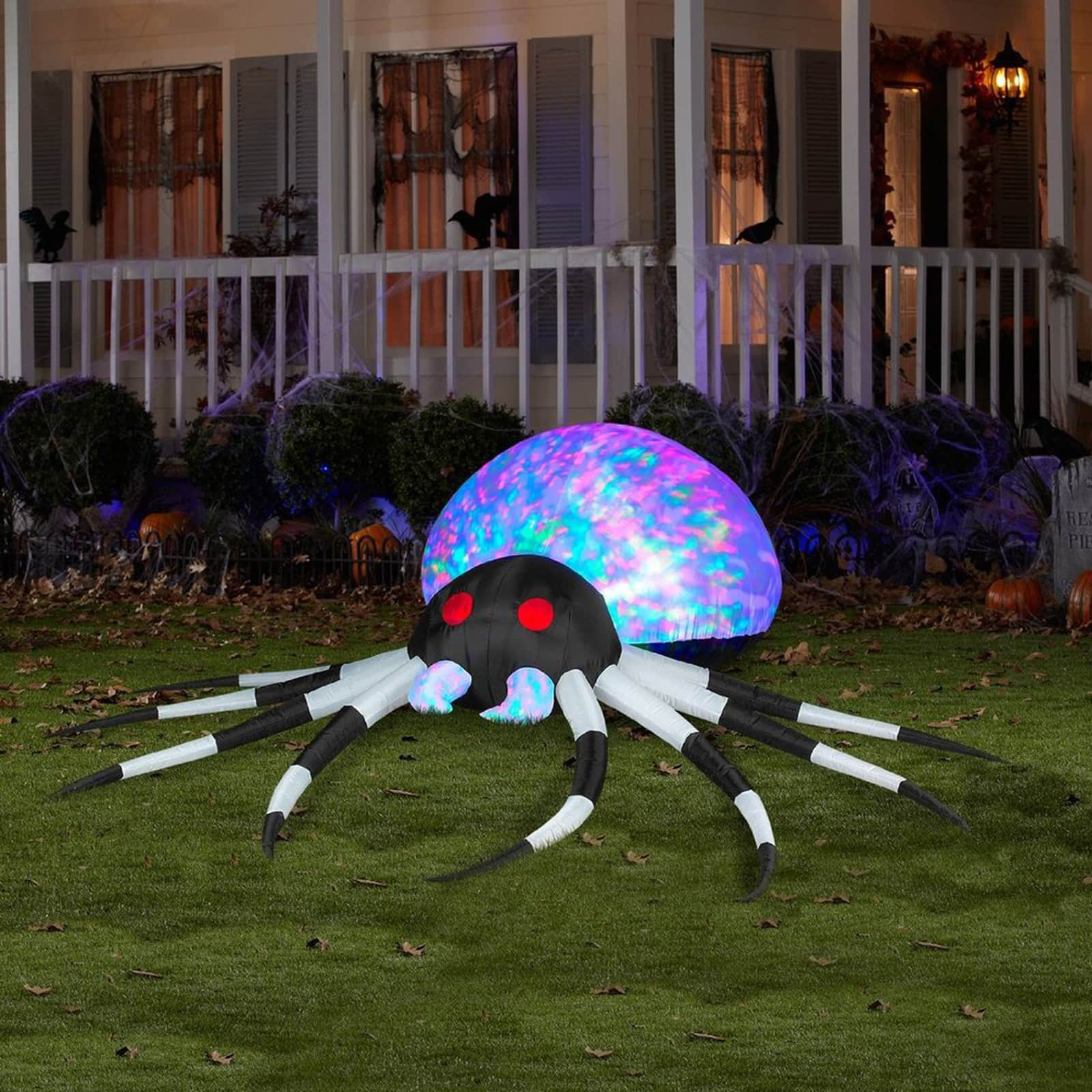 2.5ft. Airblown&#xAE; Inflatable Halloween Projection Kaleidoscope Black &#x26; White Spider 