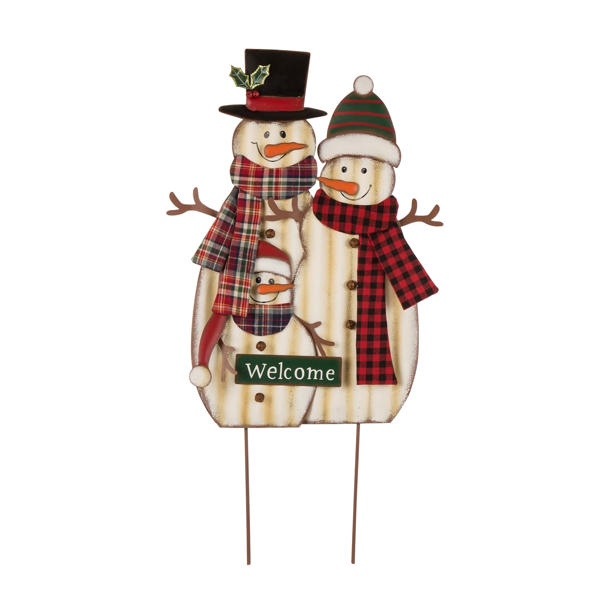 Glitzhome&#xAE; 30&#x22; Metal Christmas Snowman Family Yard Stake