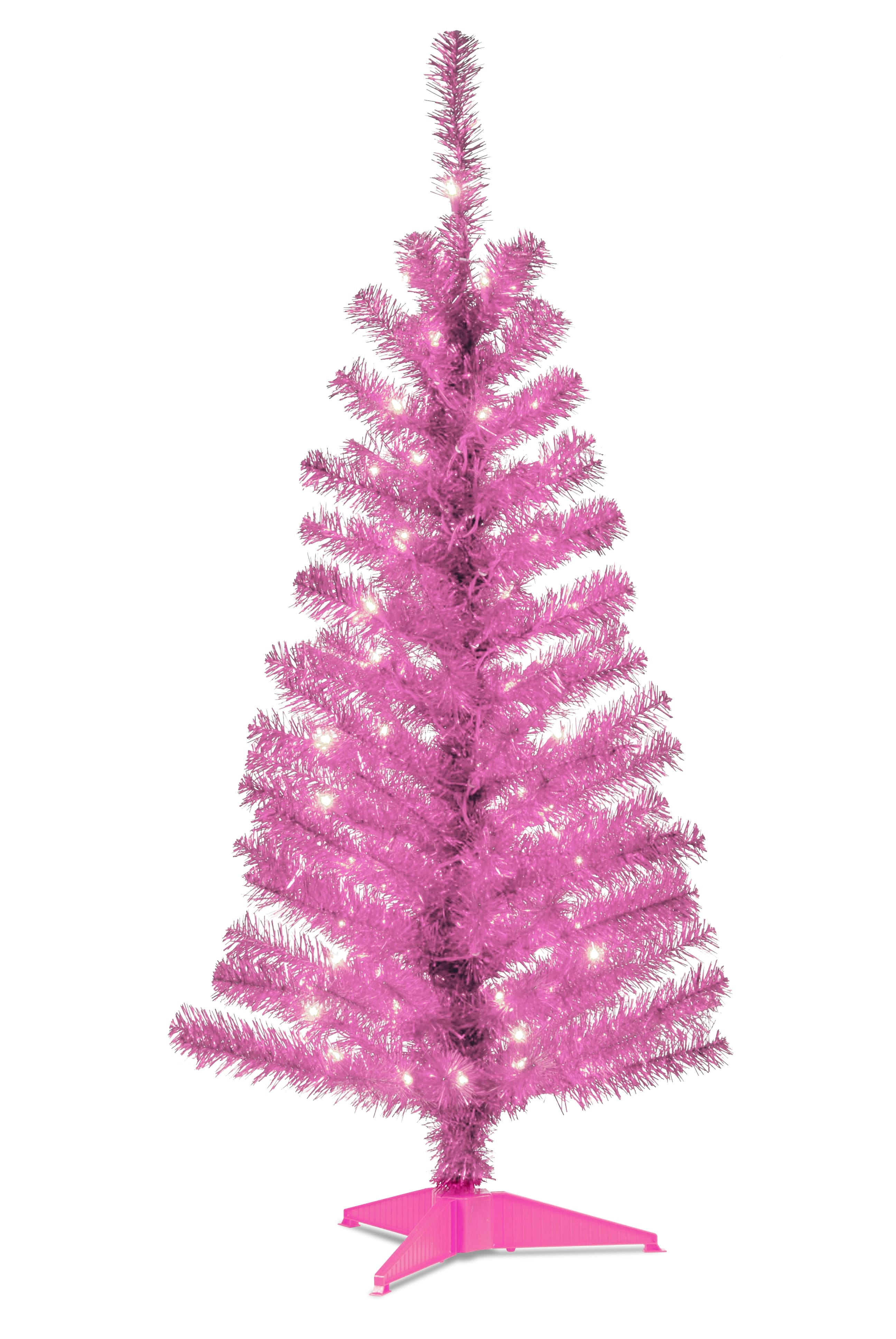 2 FT PINK PRE LIT DECORATED  CHRISTMAS TREE LIGHTS  ORNAMENTS NEW 