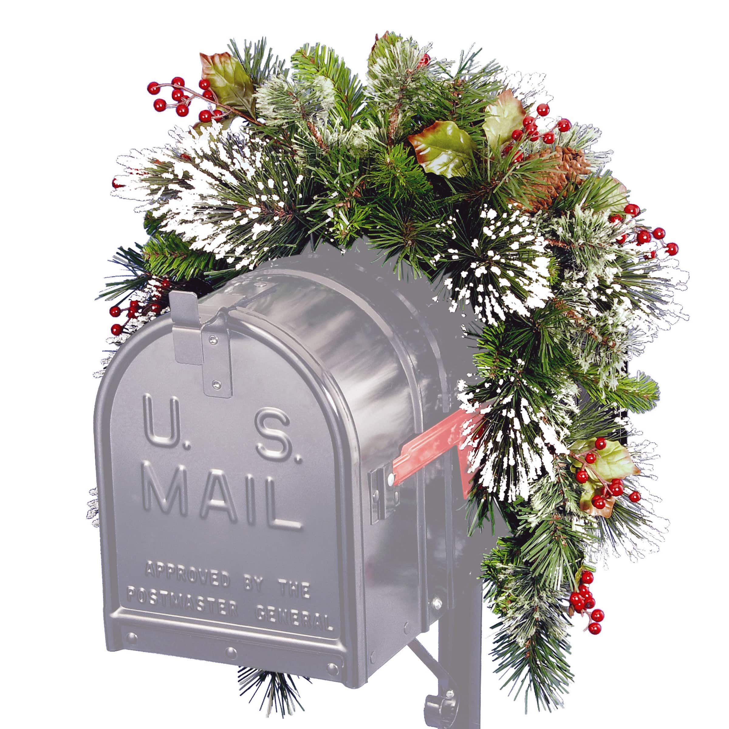 3ft. Unlit Wintry Pine&#xAE; Collection Artificial Christmas Mailbox Swag with Red Berries, Cones &#x26; Snowflakes