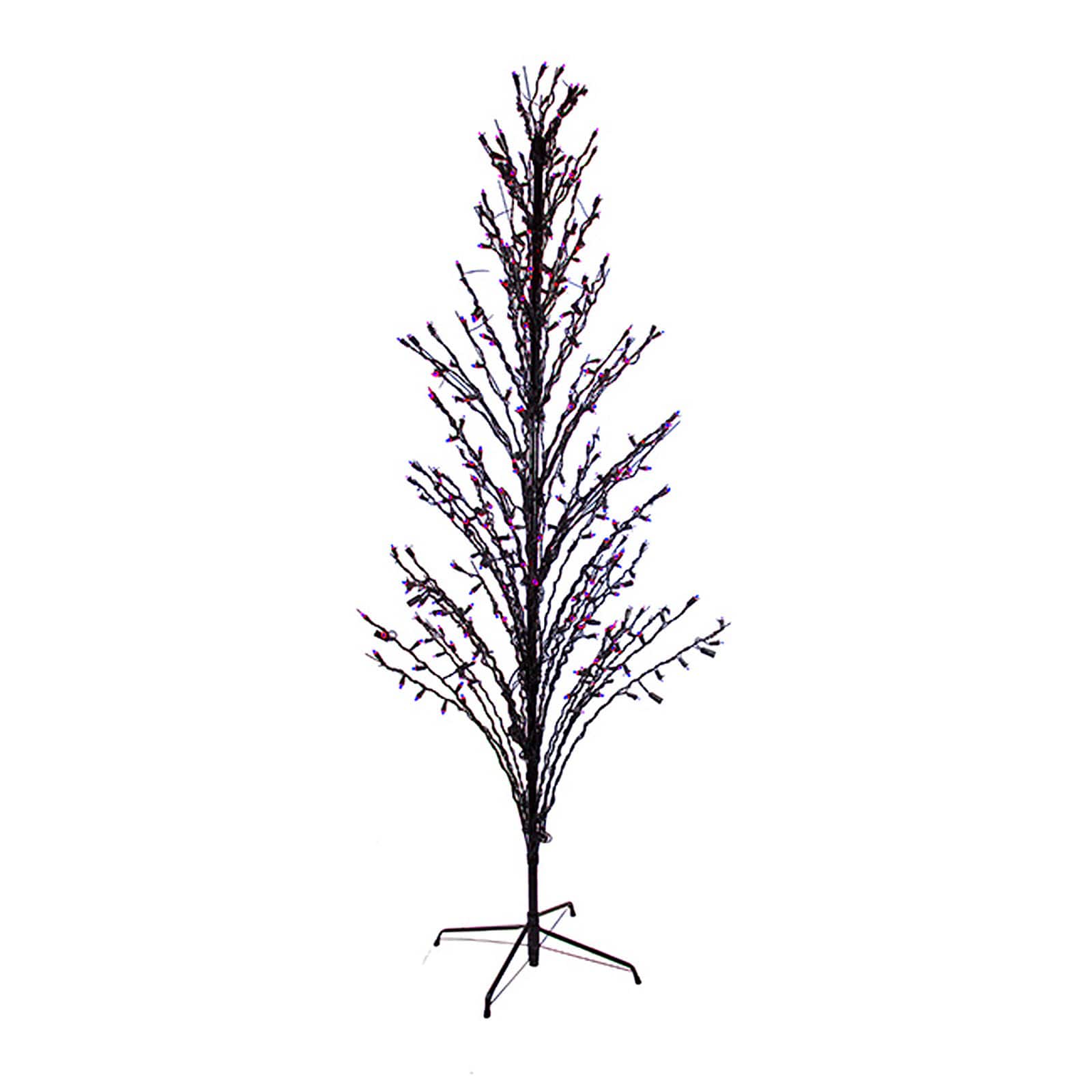 4ft. Cascade Twig Tree Outdoor Decoration, Purple LED Lights