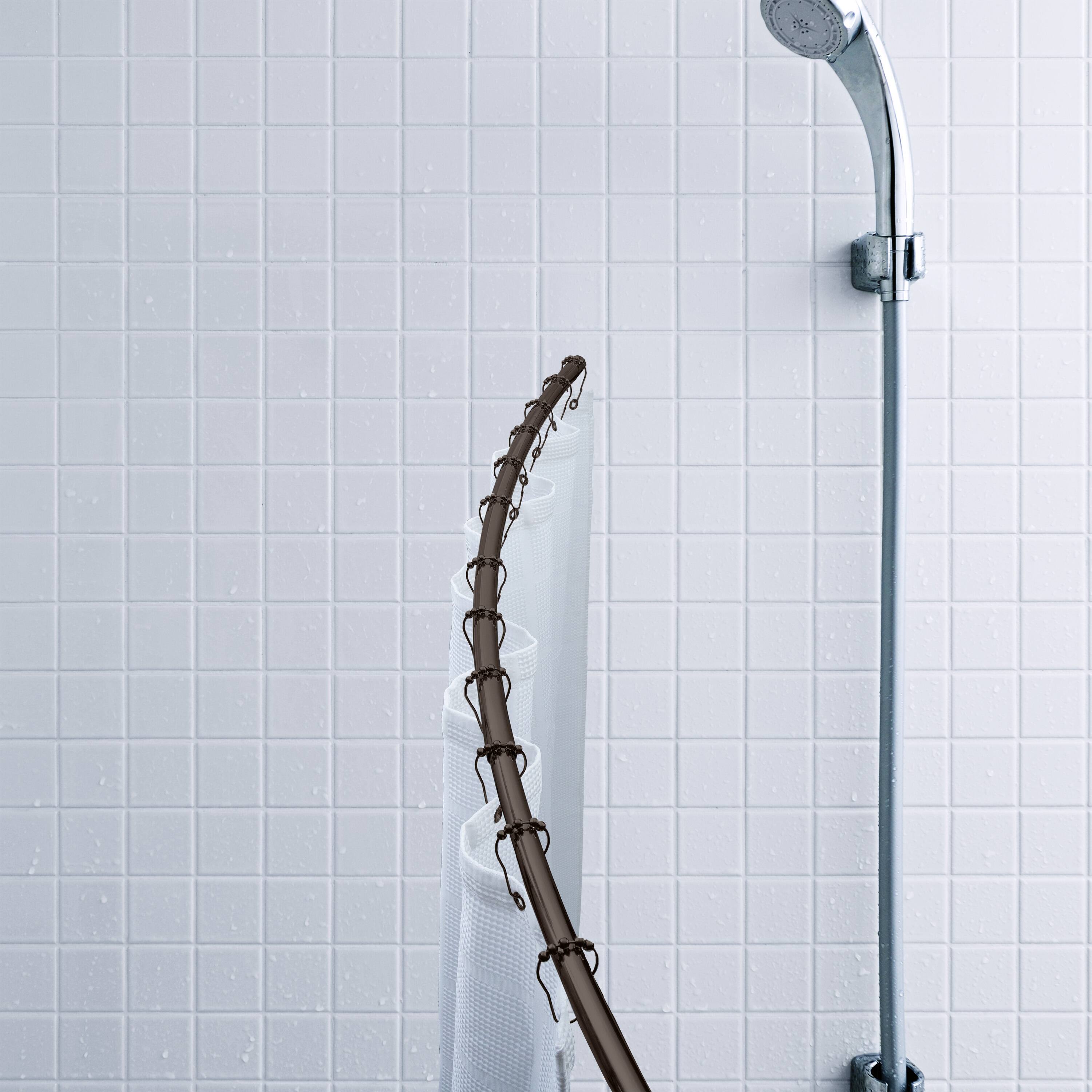 Bath Bliss Bronze Curved Shower Rod Shower Curtain Rings & Rods