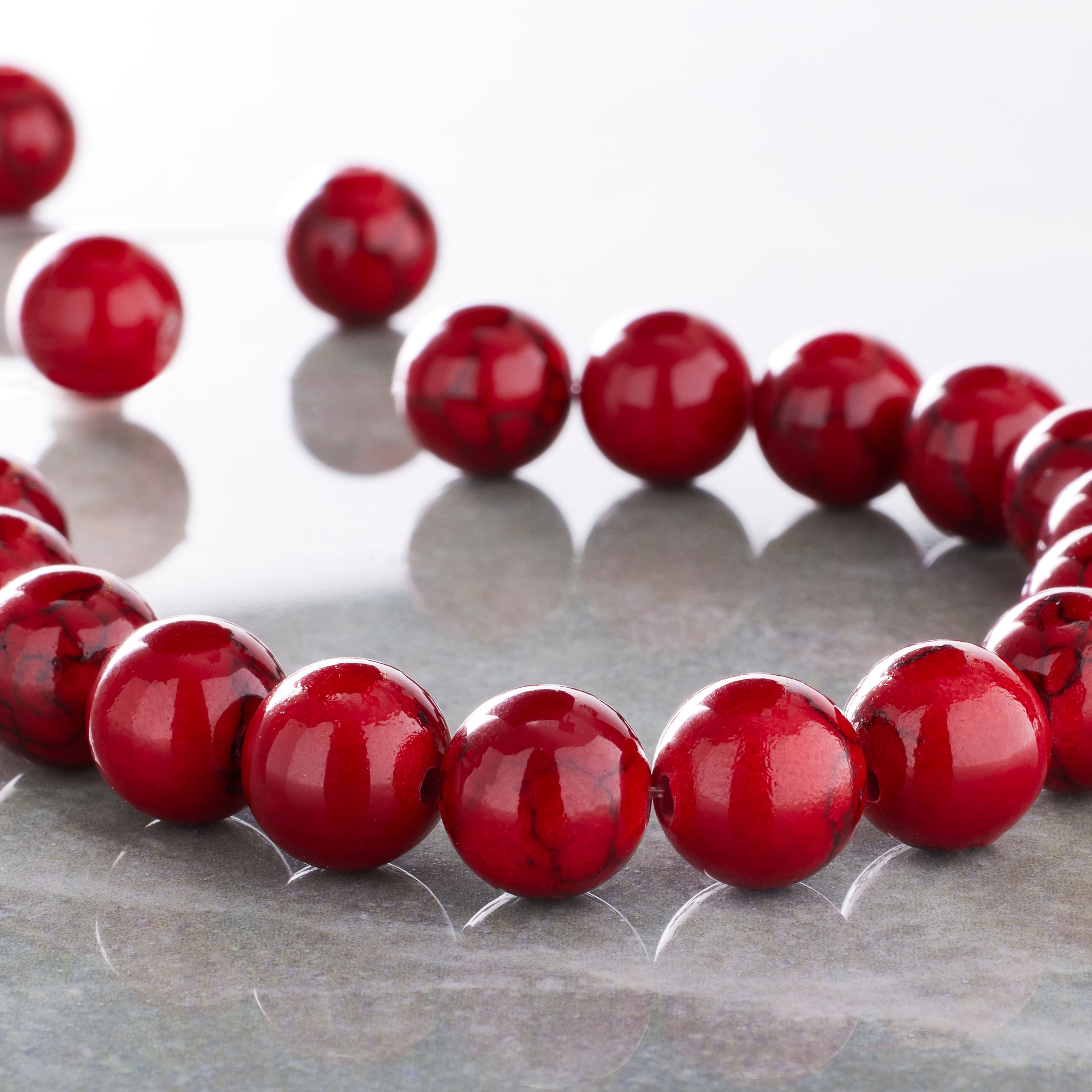 12 Pack: Red Dyed Quartzite Round Beads, 10mm by Bead Landing&#x2122;