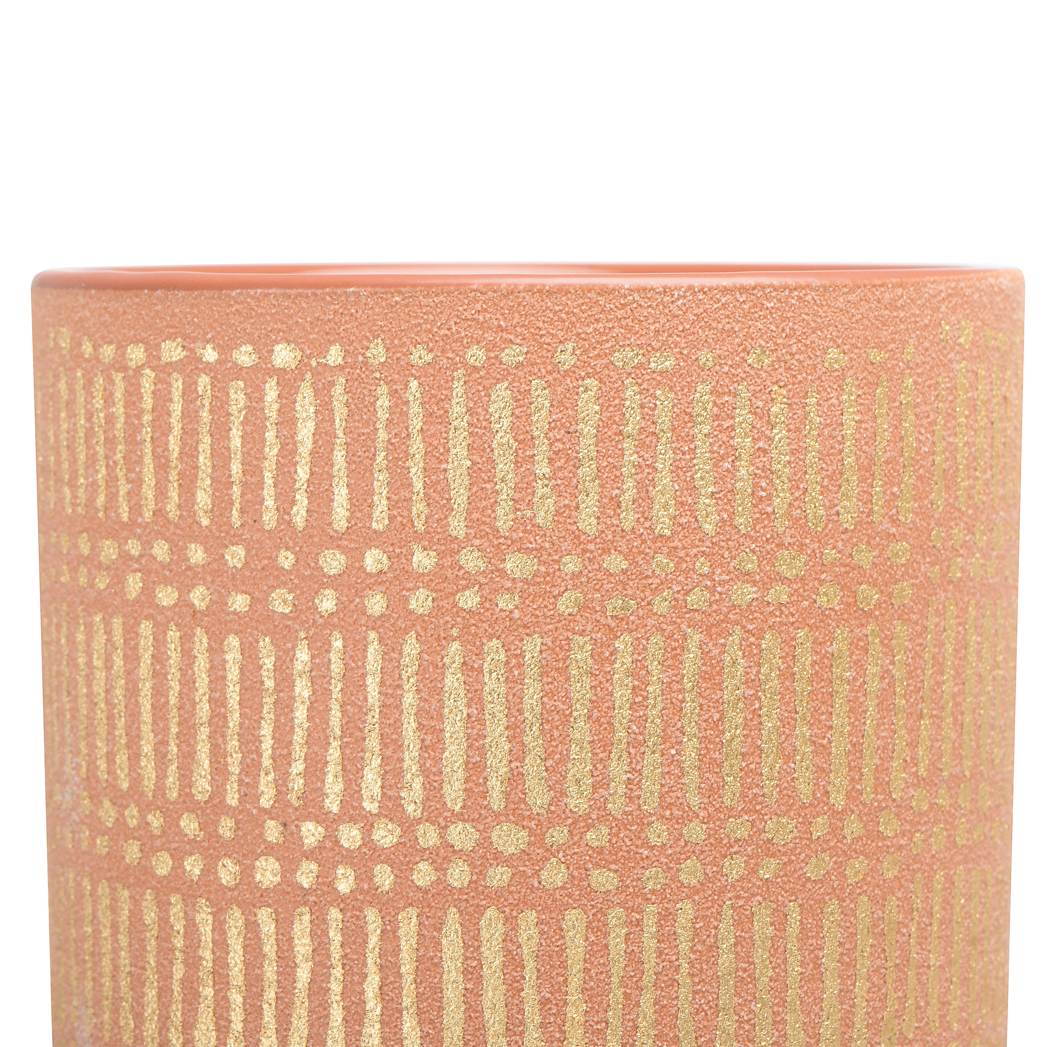 Coral Stoneware Pots with Gold Pattern Set