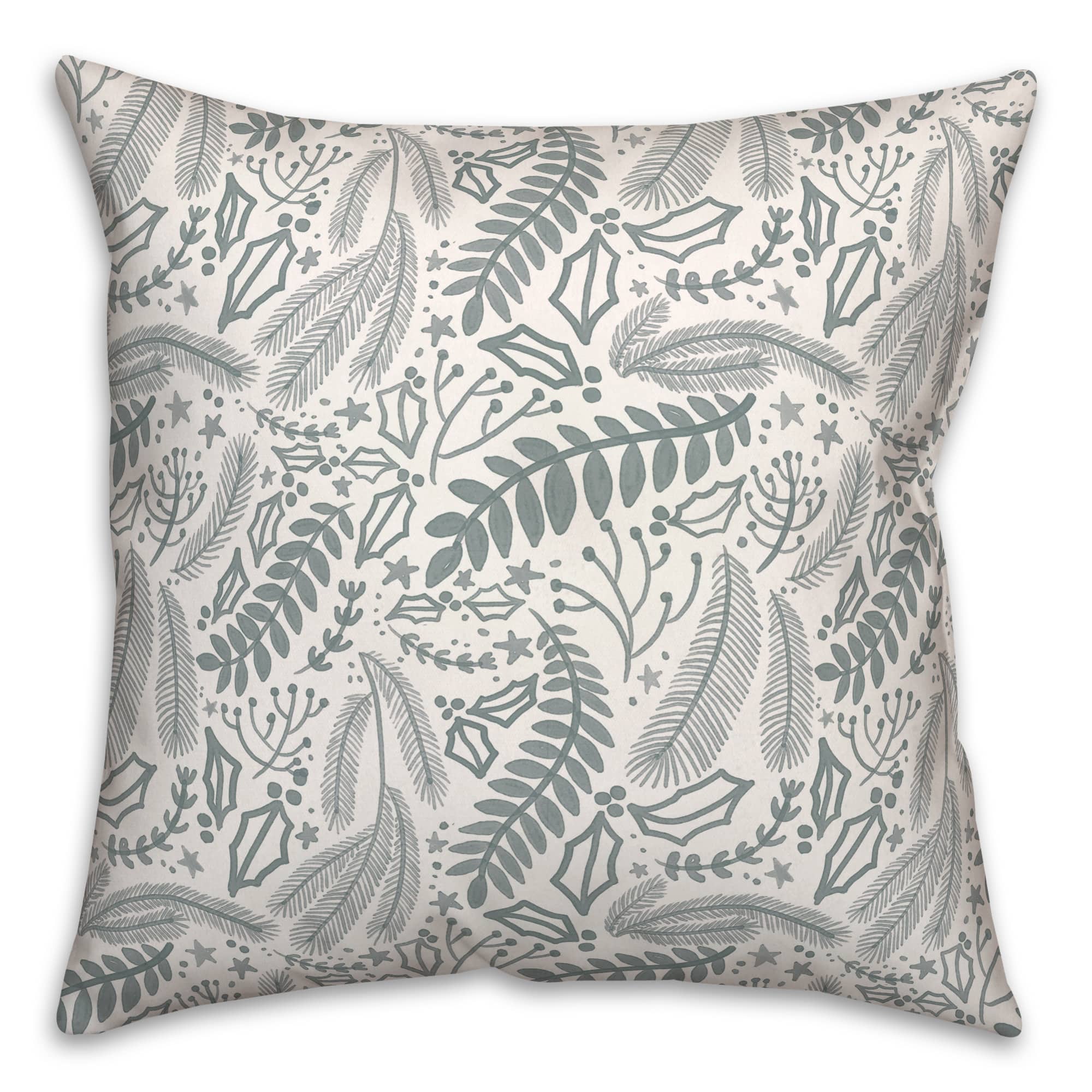 Green Winter Pattern 18" x 18" Throw Pillow