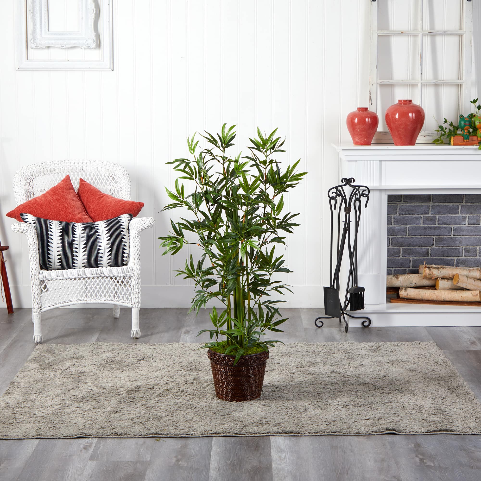 4ft. Bamboo Tree In Coiled Rope Planter