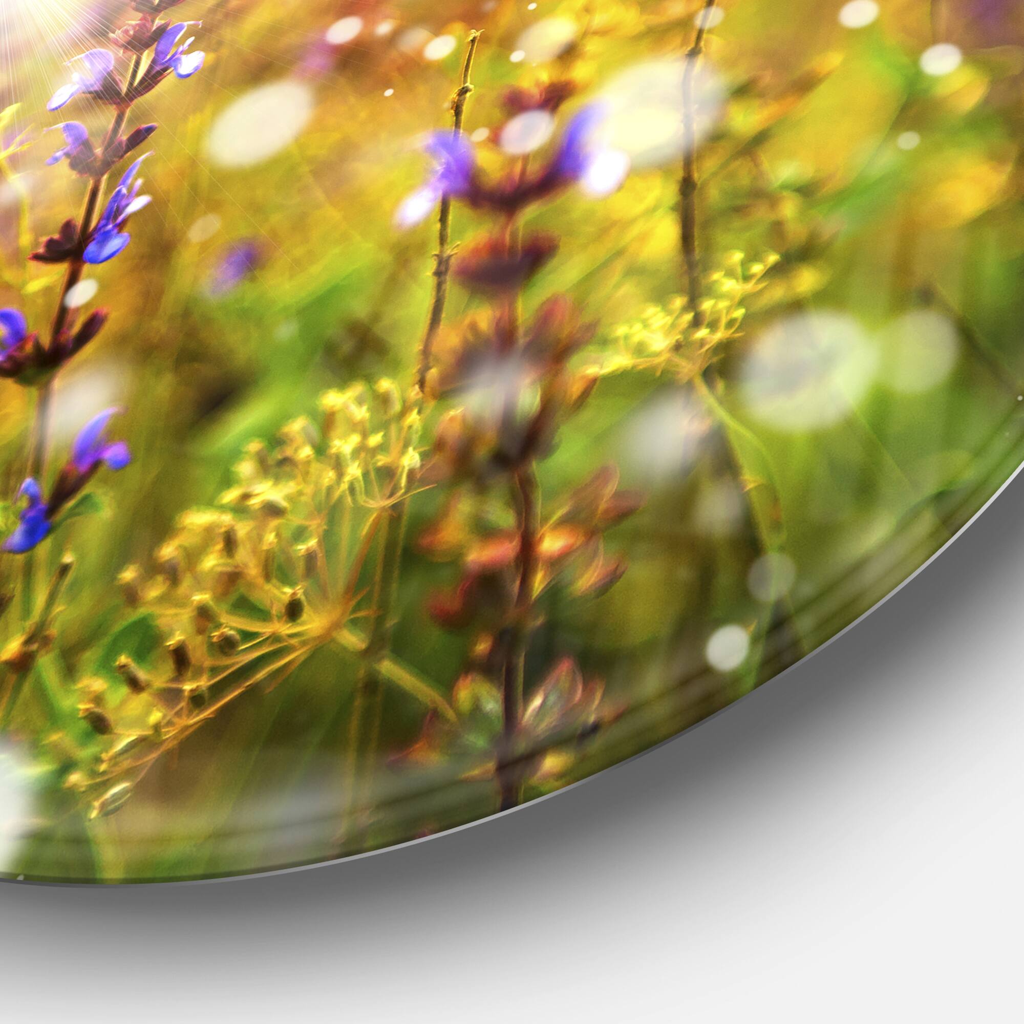 Designart - Beautiful Purple Wild Flowers&#x27; Large Floral Metal Circle Wall Art