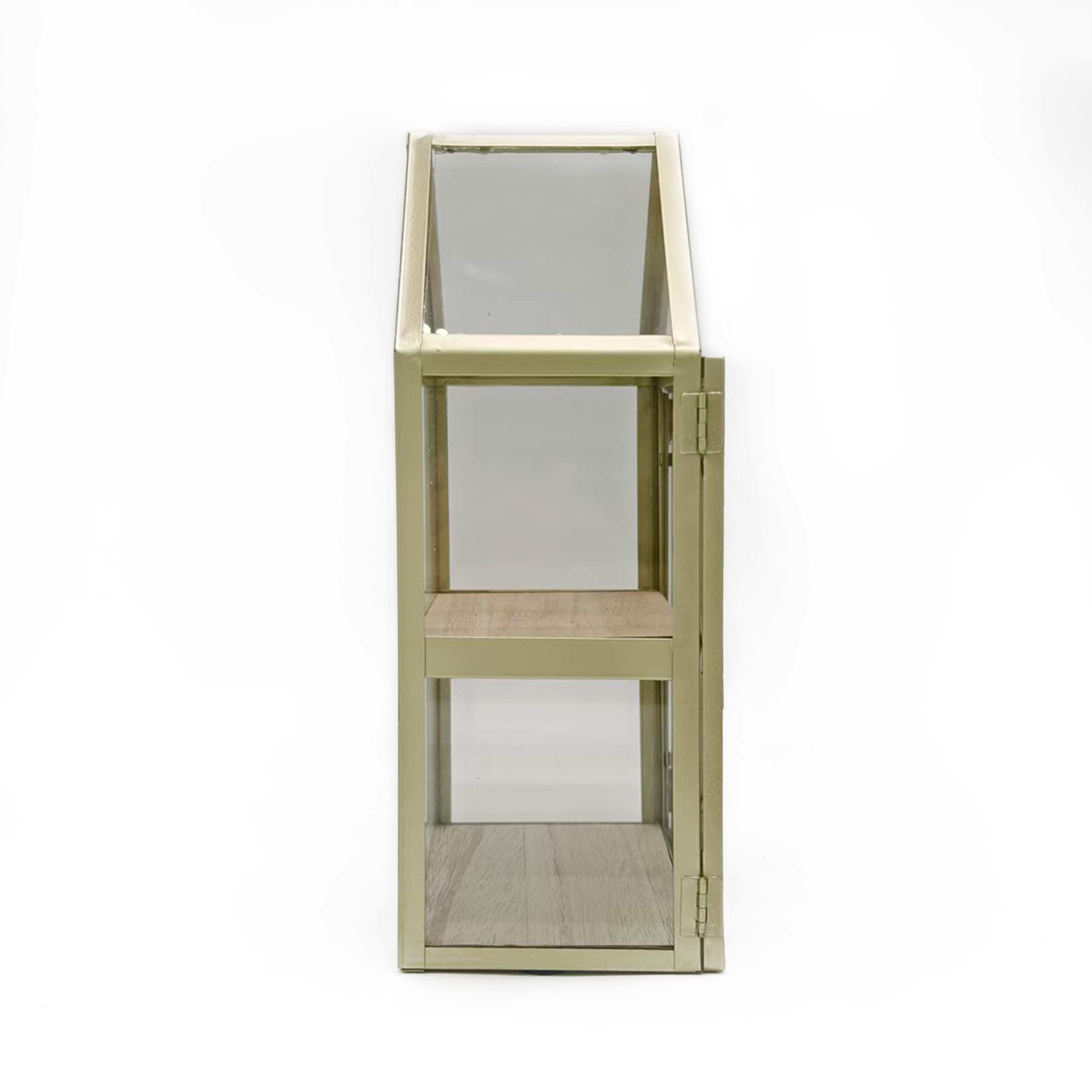 10" Gold Metal & Glass Terrarium House by Ashland®