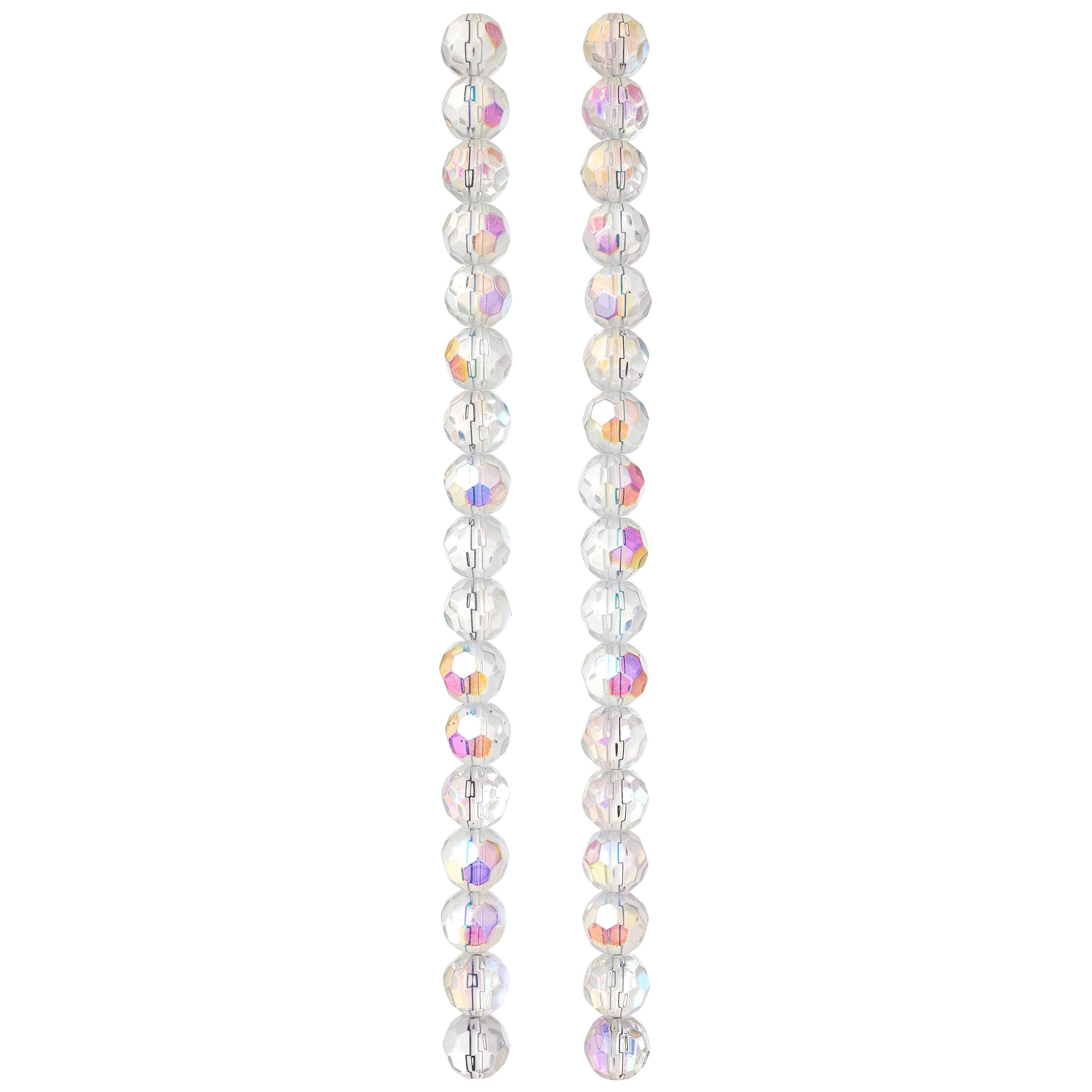 12 Pack: Crystal AB Faceted Glass Round Beads, 10mm by Bead Landing&#x2122;