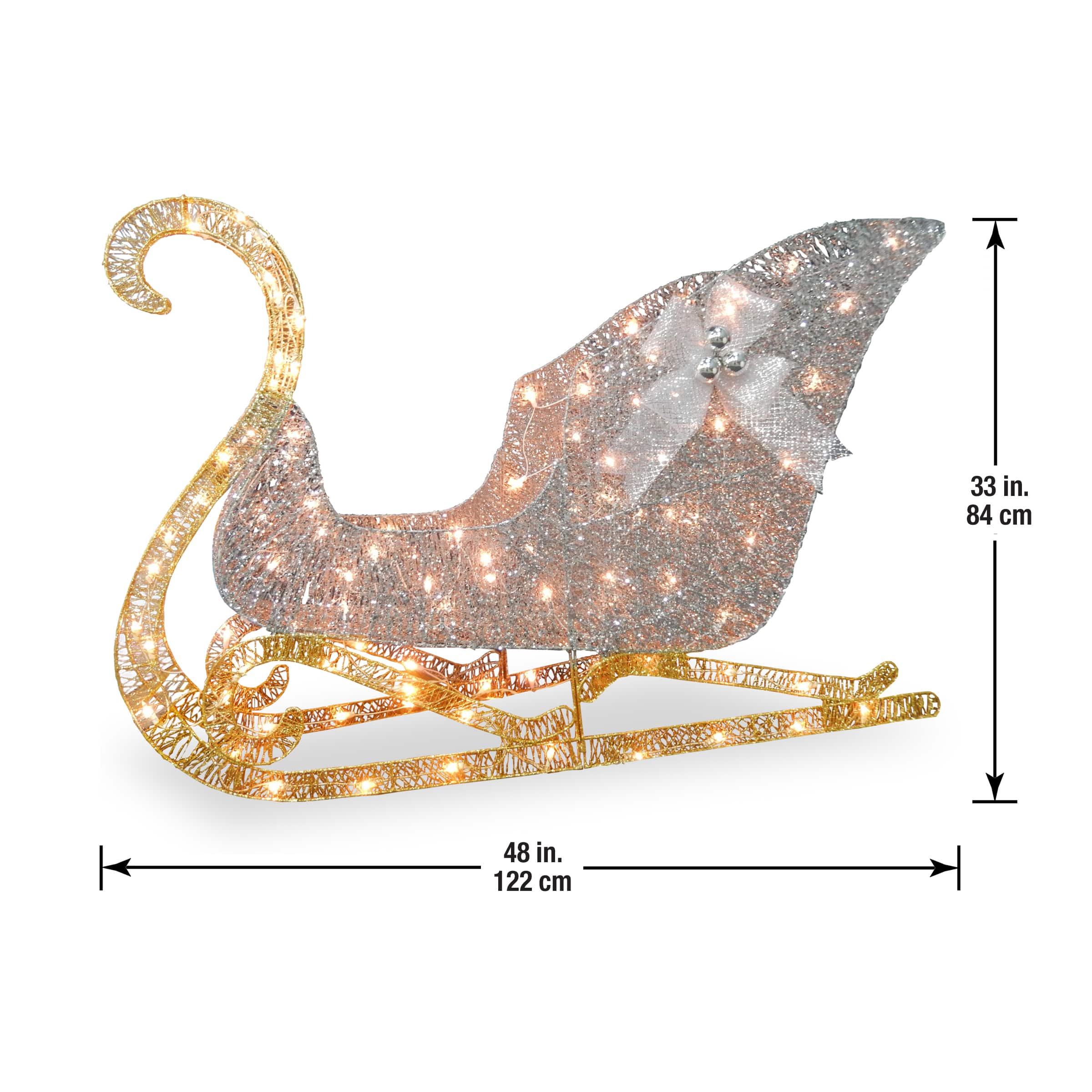 48" Santa’s Sleigh, Clear Mini Incandescent Lights