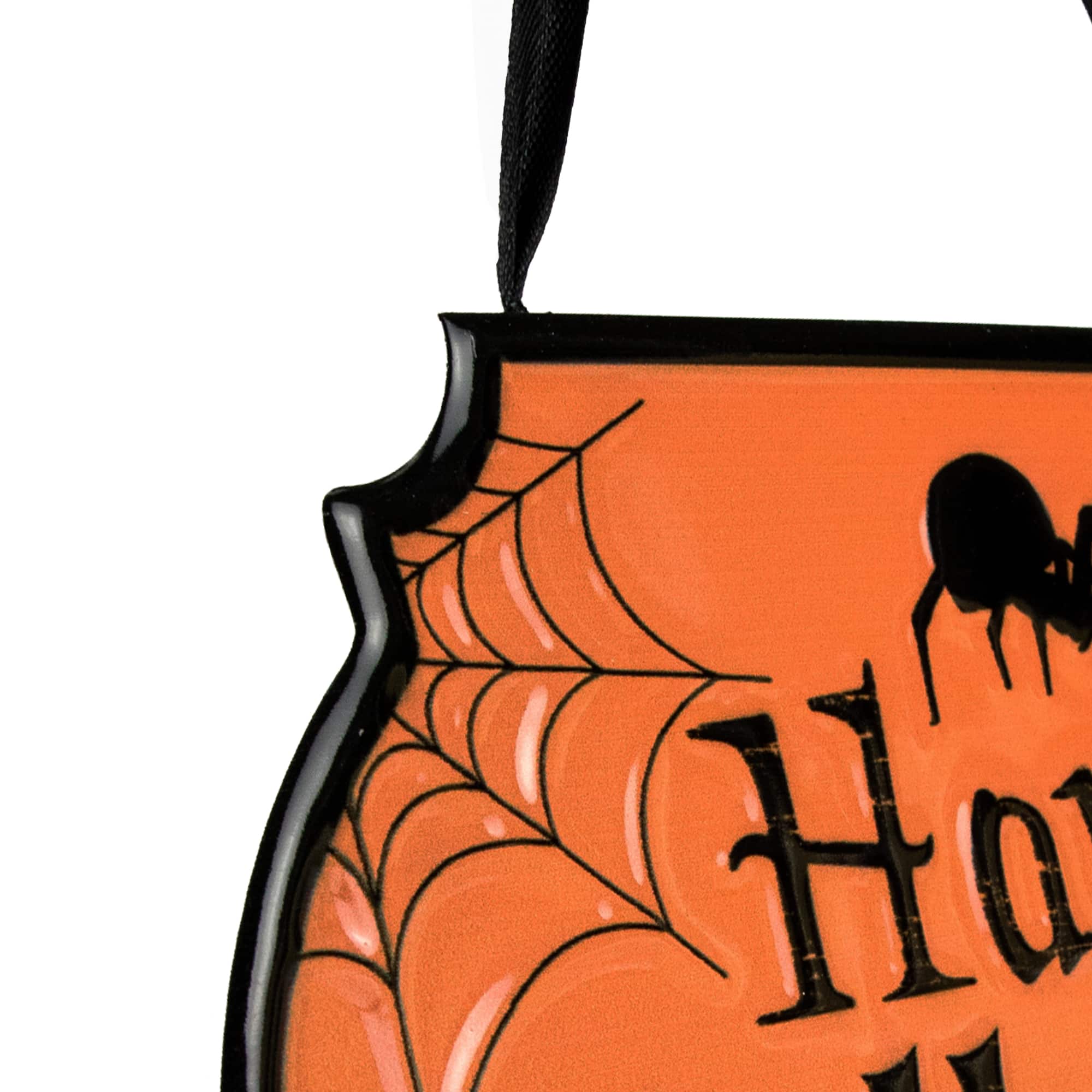 Orange &#x26; Black Happy Halloween Cauldron Pot Metal Wall Sign