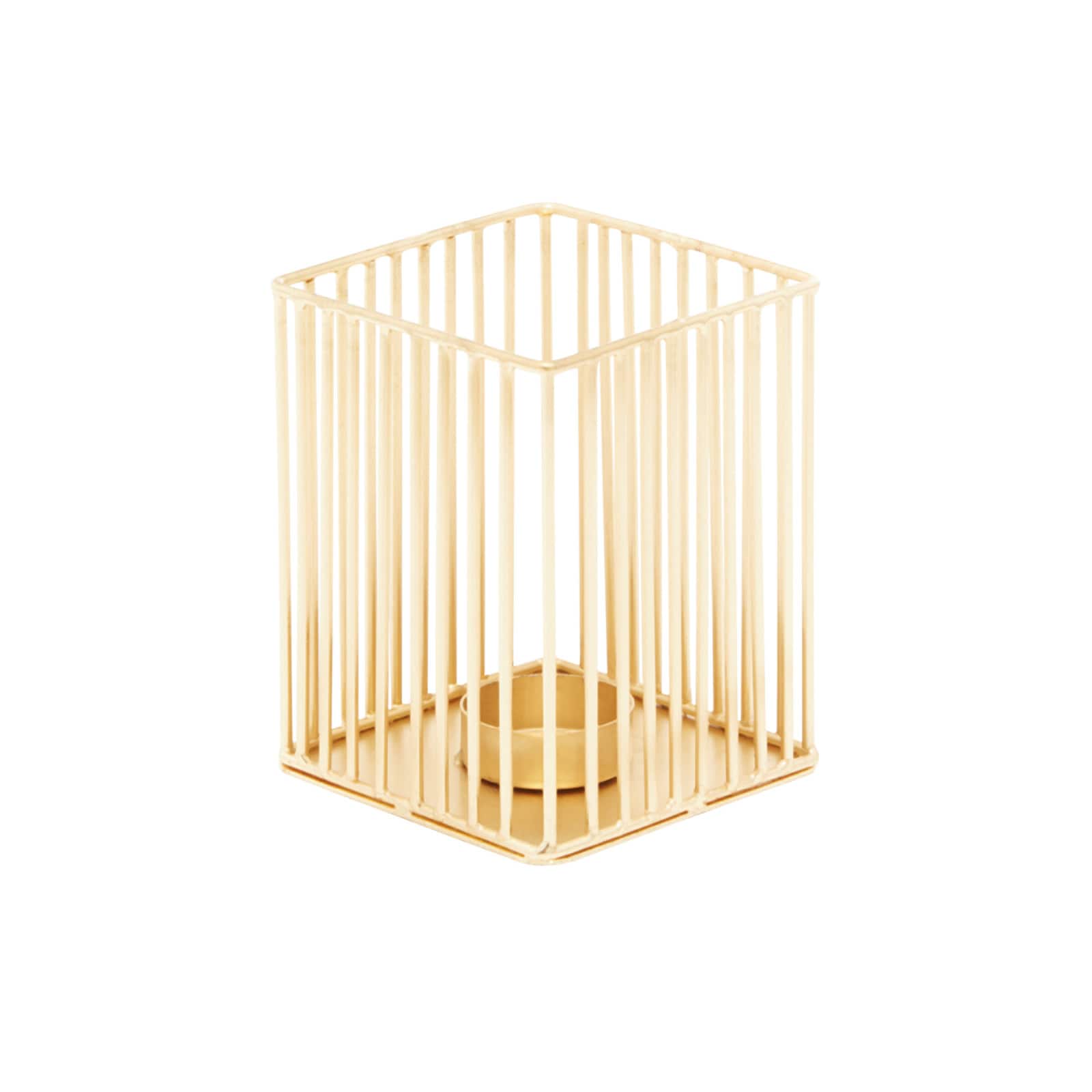 Set of 3 Gold Metal Modern Candle Holder, 4.25&#x22;, 11&#x22;, 16.25&#x22;