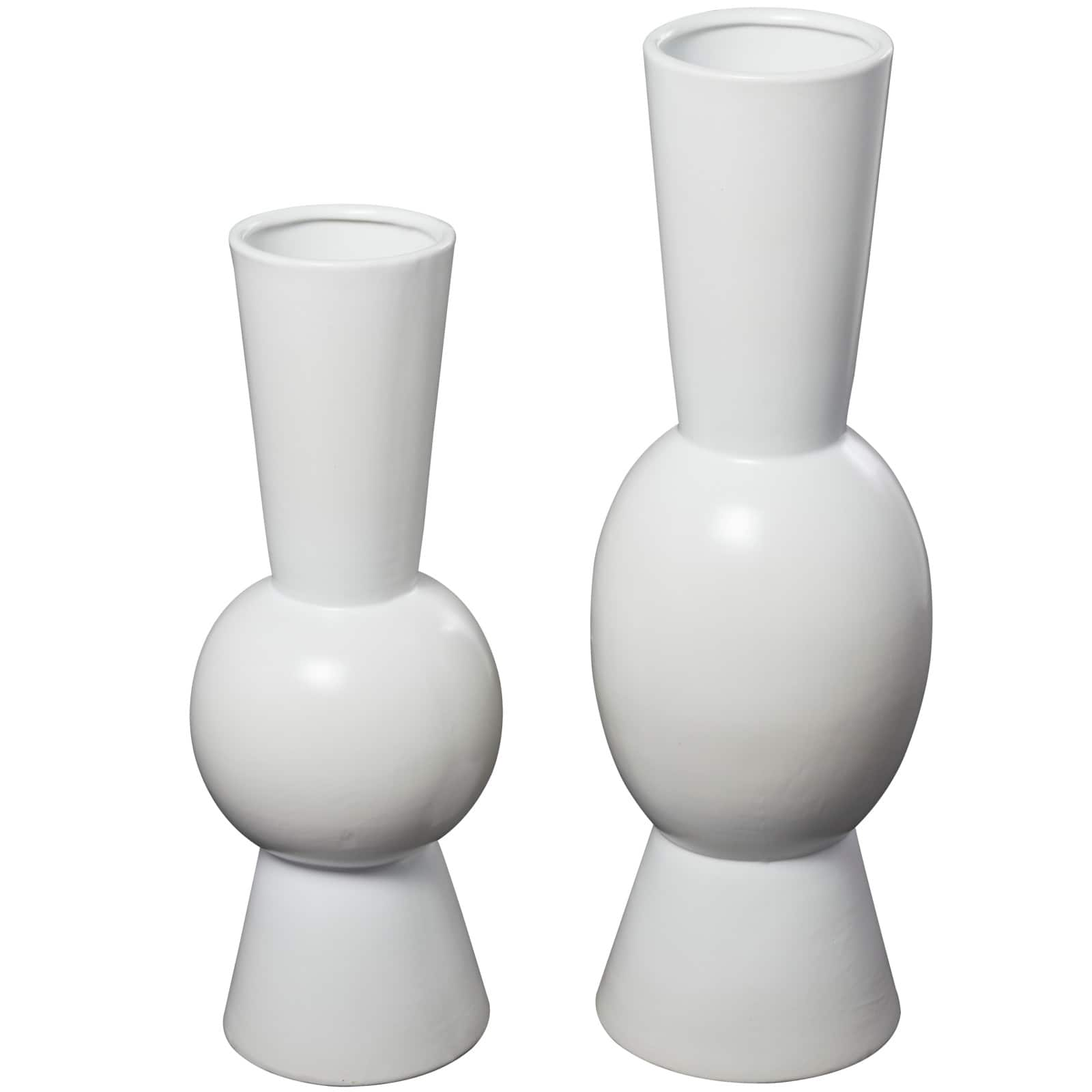 Ceramic Fluted Round Abstract Vase Set