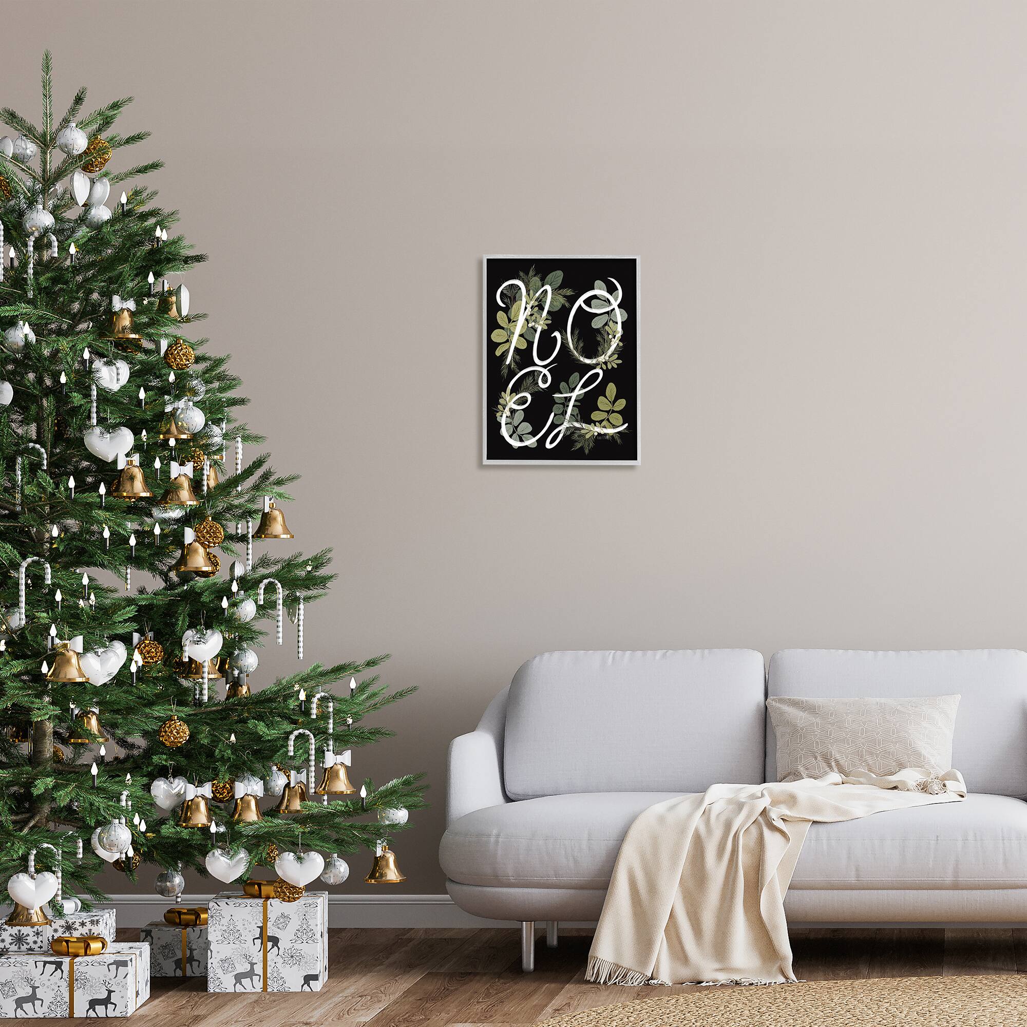 Stupell Industries Noel Intertwined Botanical Leaves Framed Giclee Art