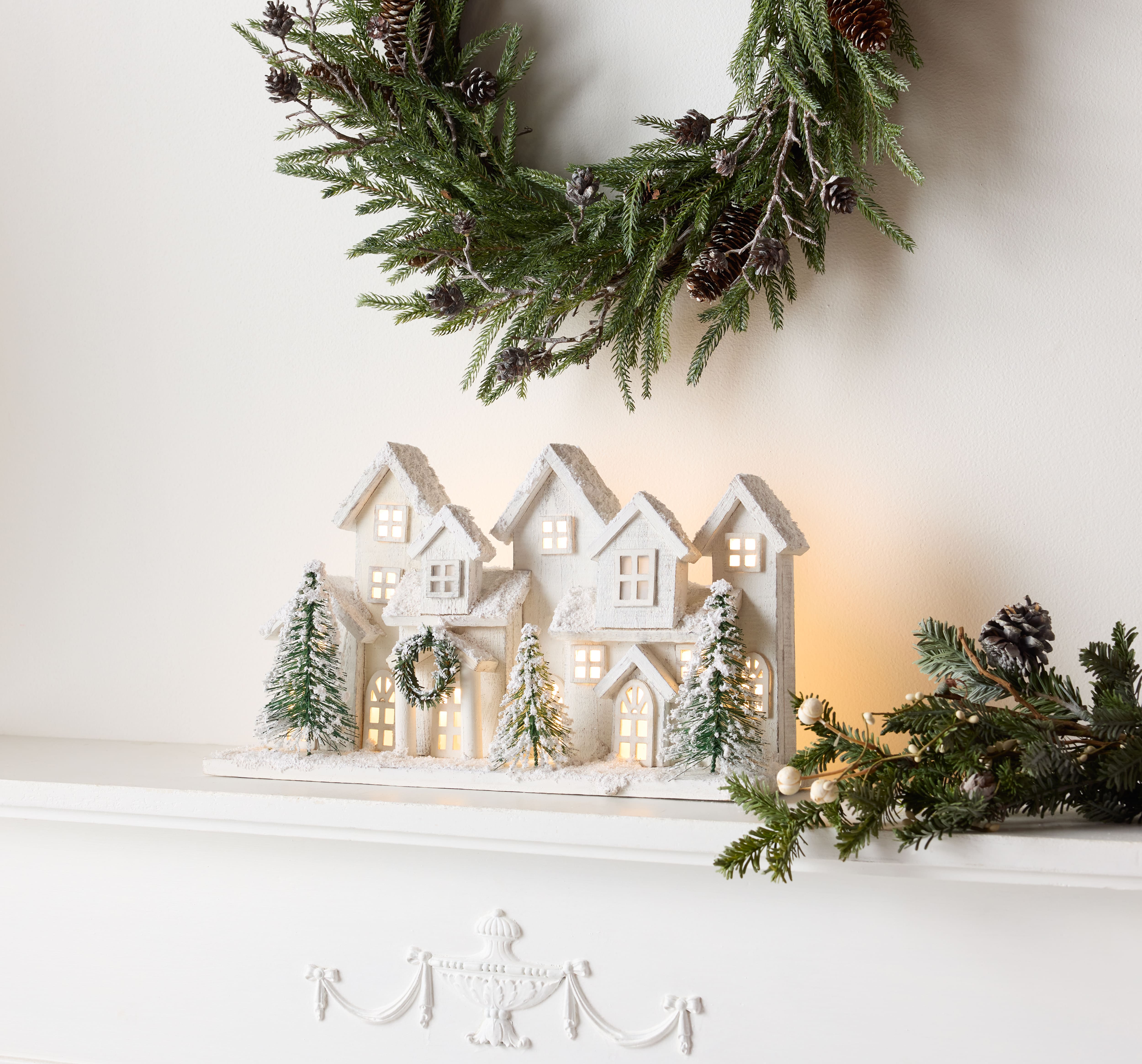 17" LED Flocked Winter Village Display