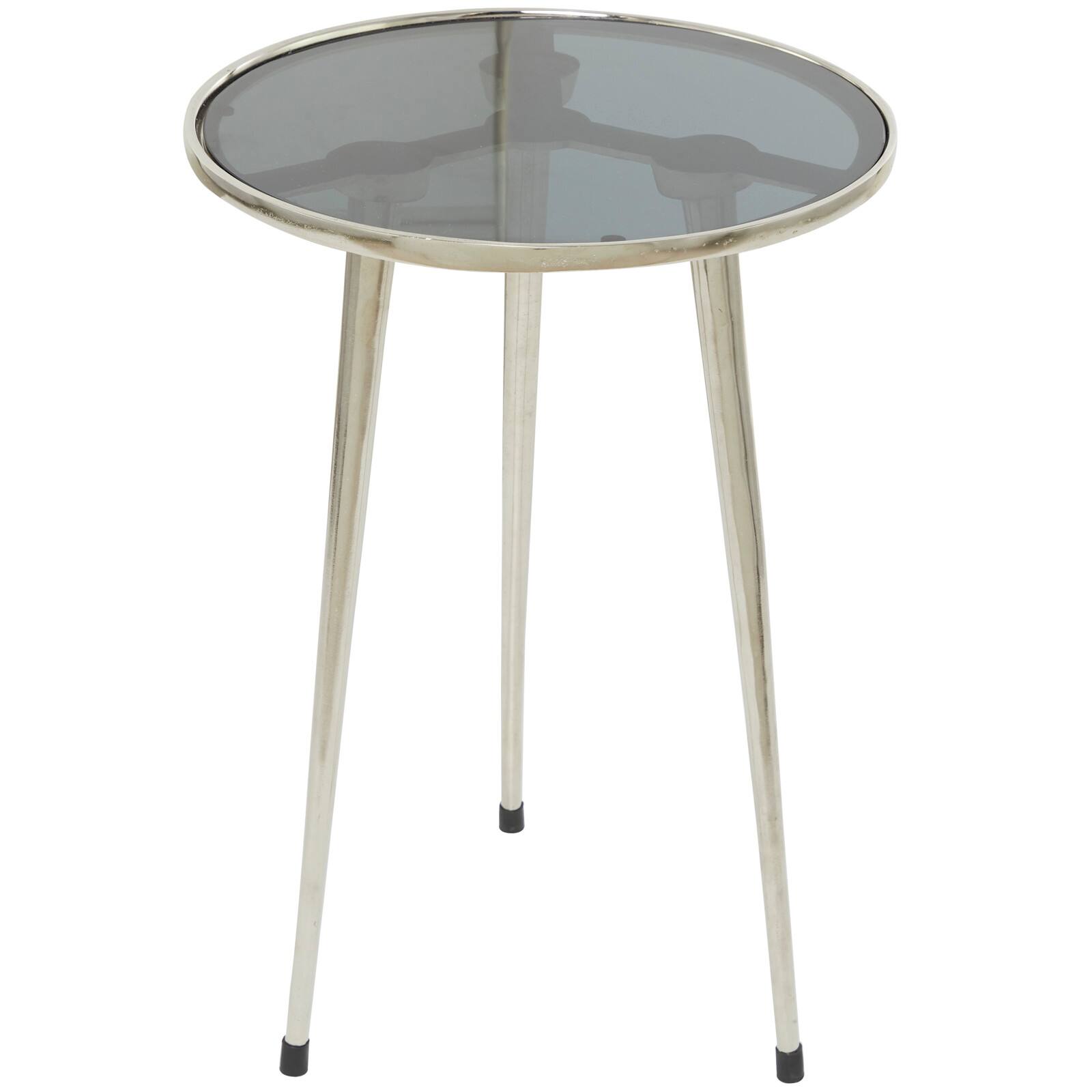 22&#x22; Aluminum Tripod Legs Accent Table with Shaded Glass Top