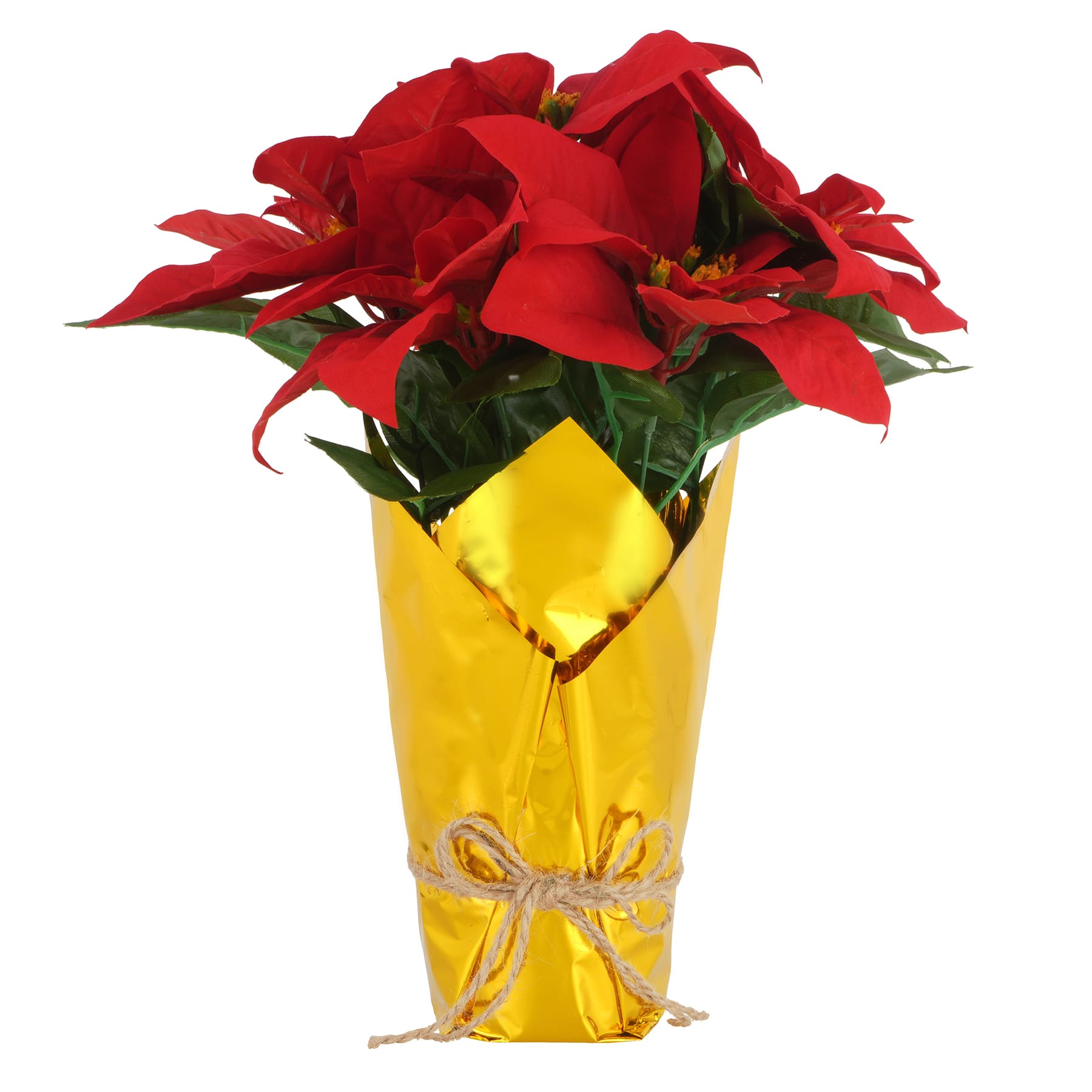 17&#x22; Red Poinsettia Arrangement in Gold Wrapped Pot by Ashland&#xAE;