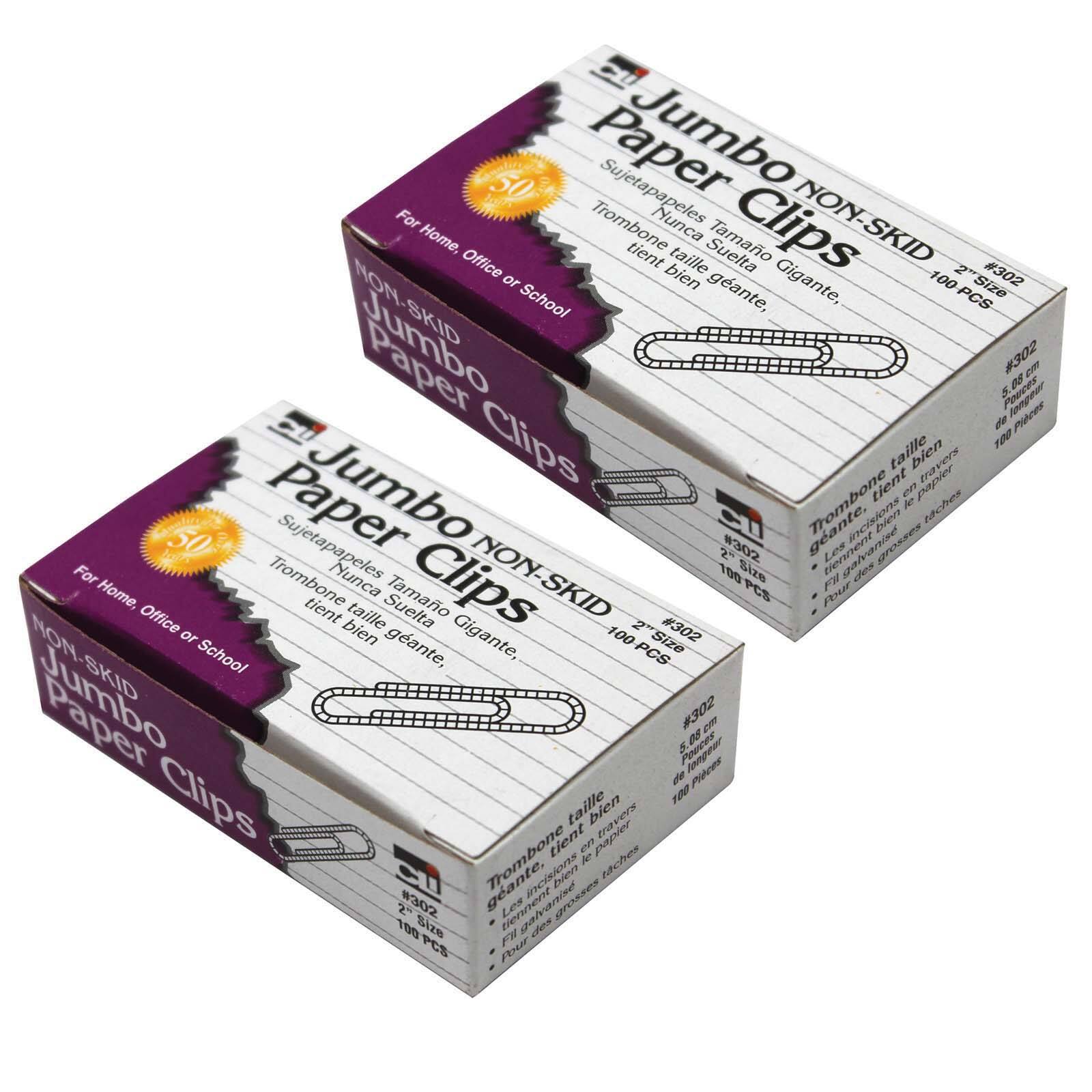Charles Leonard 2&#x22; Jumbo Silver Non-Skid Paper Clips, 20 Packs of 100