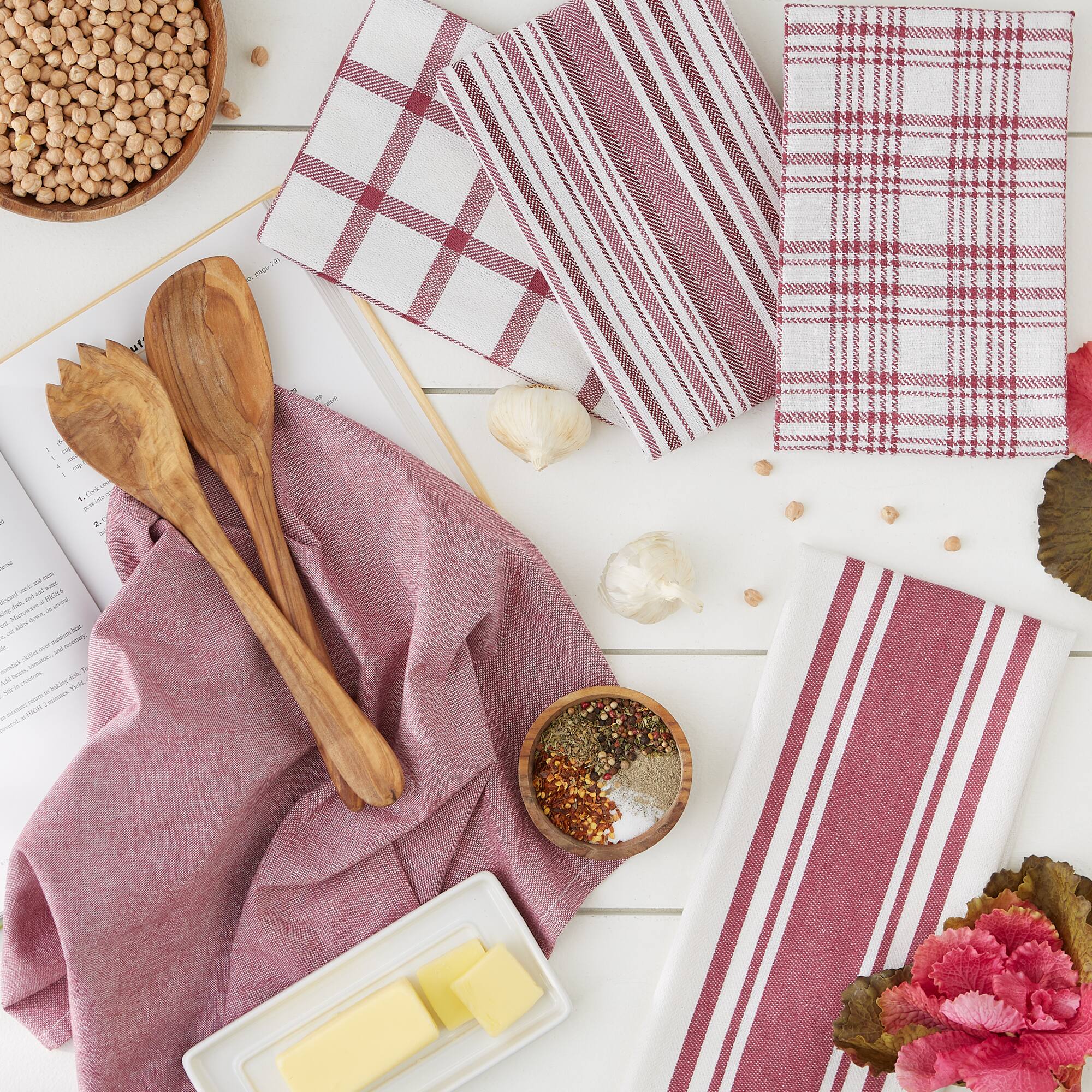 DII® Assorted Wine Woven Dishtowel (Set of 5)