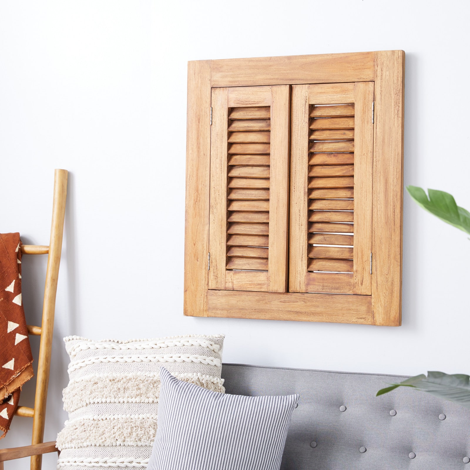 Brown Wood Rustic Wall Mirror 35" x 31"