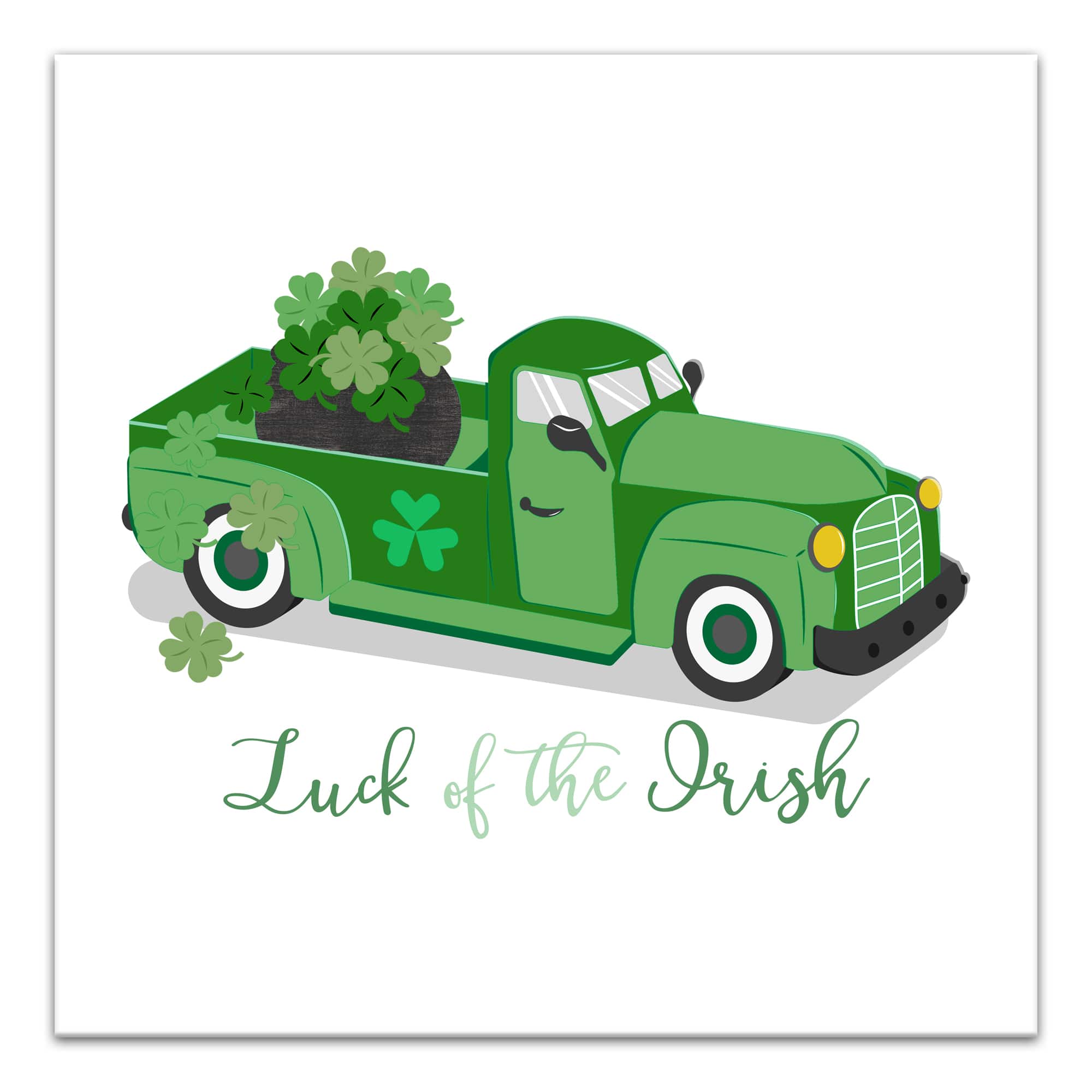 Plaid Green Truck Luck Canvas 24" x 24" Canvas Wall Art