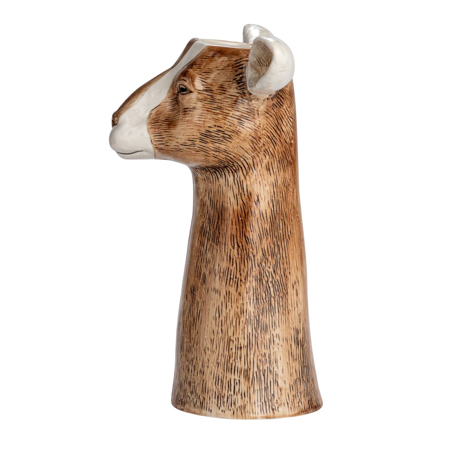 Hello Honey® 11" Brown & White Hand-Painted Decorative Stoneware Goat Vase