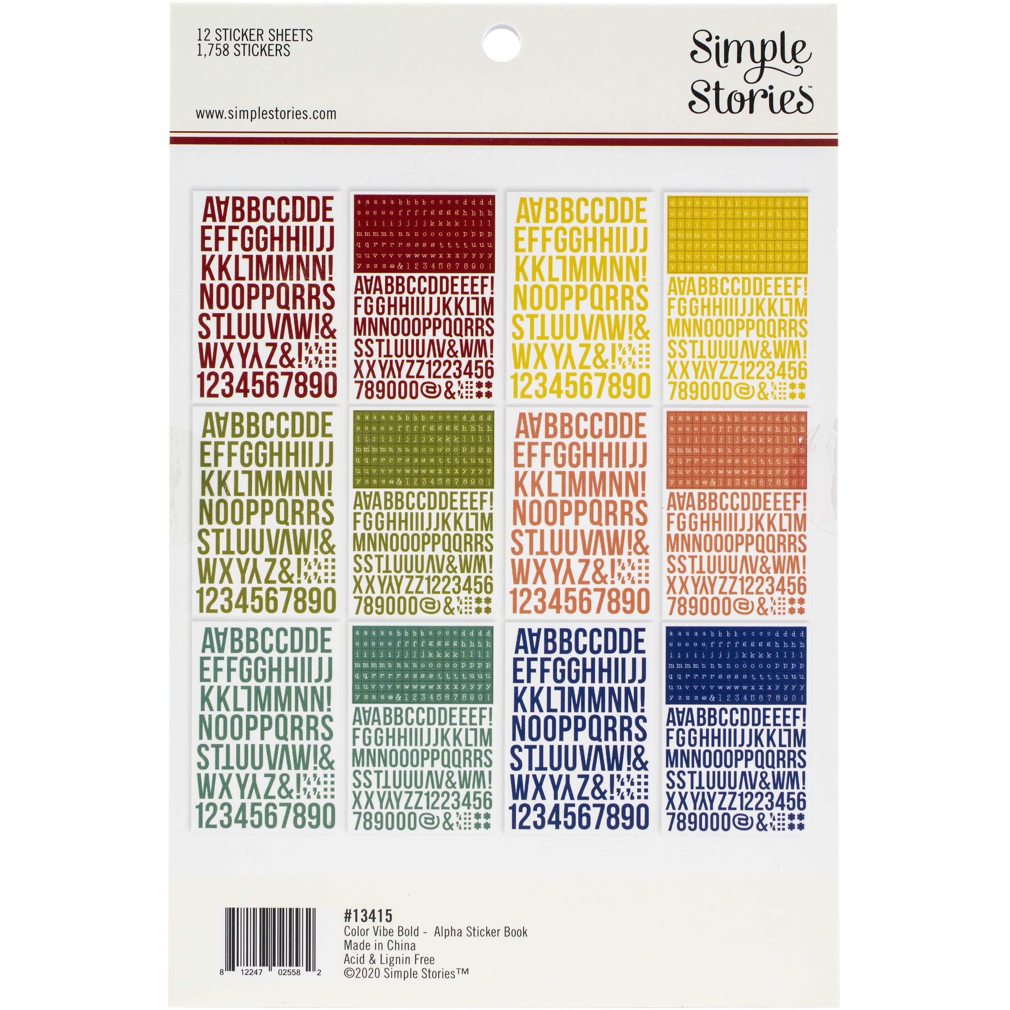 Simple Stories Color Vibe Alpha Sticker Book