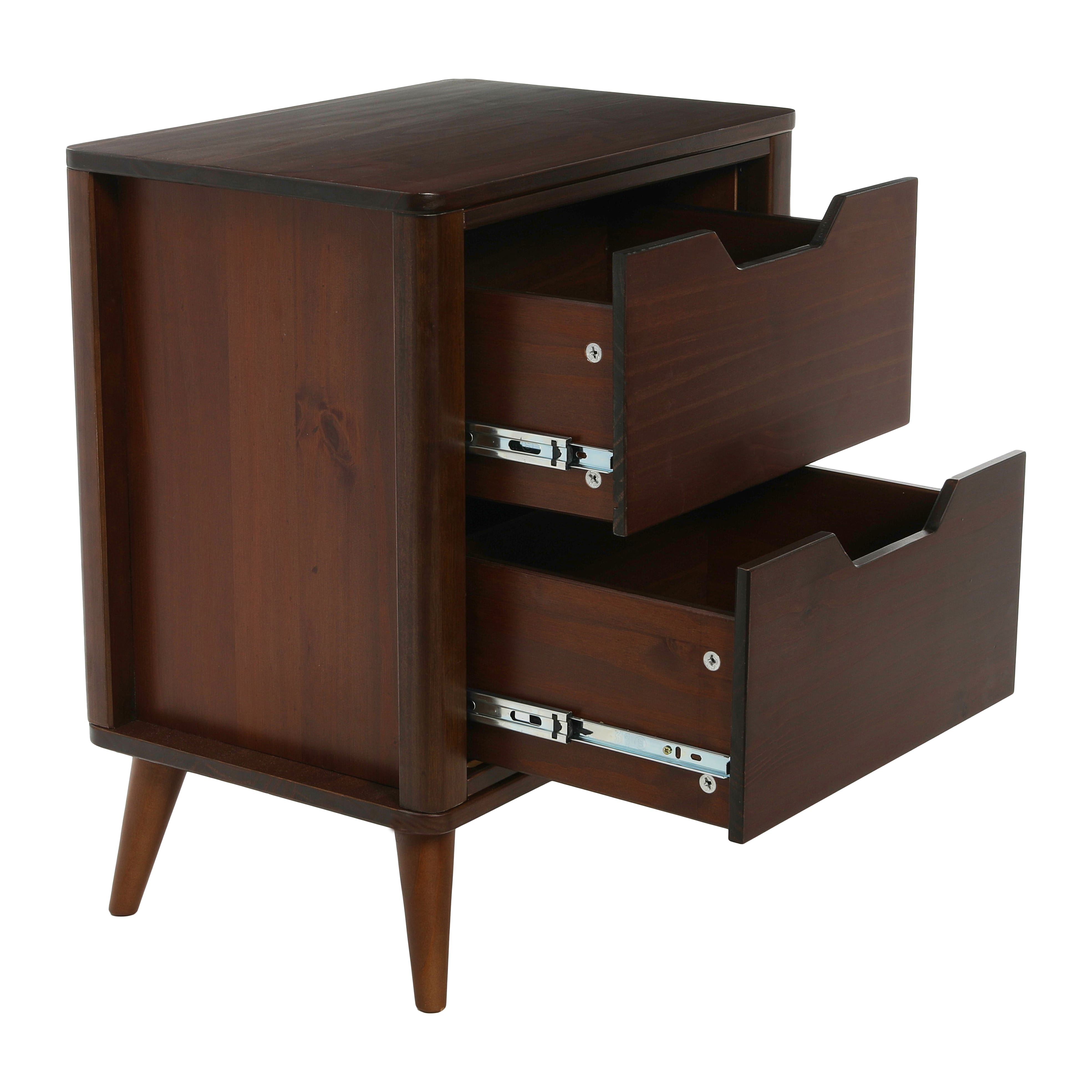 Hello Honey&#xAE; 26&#x22; Yume Mid Century Modern Solid Wood Nightstand with 2 Storage Drawers