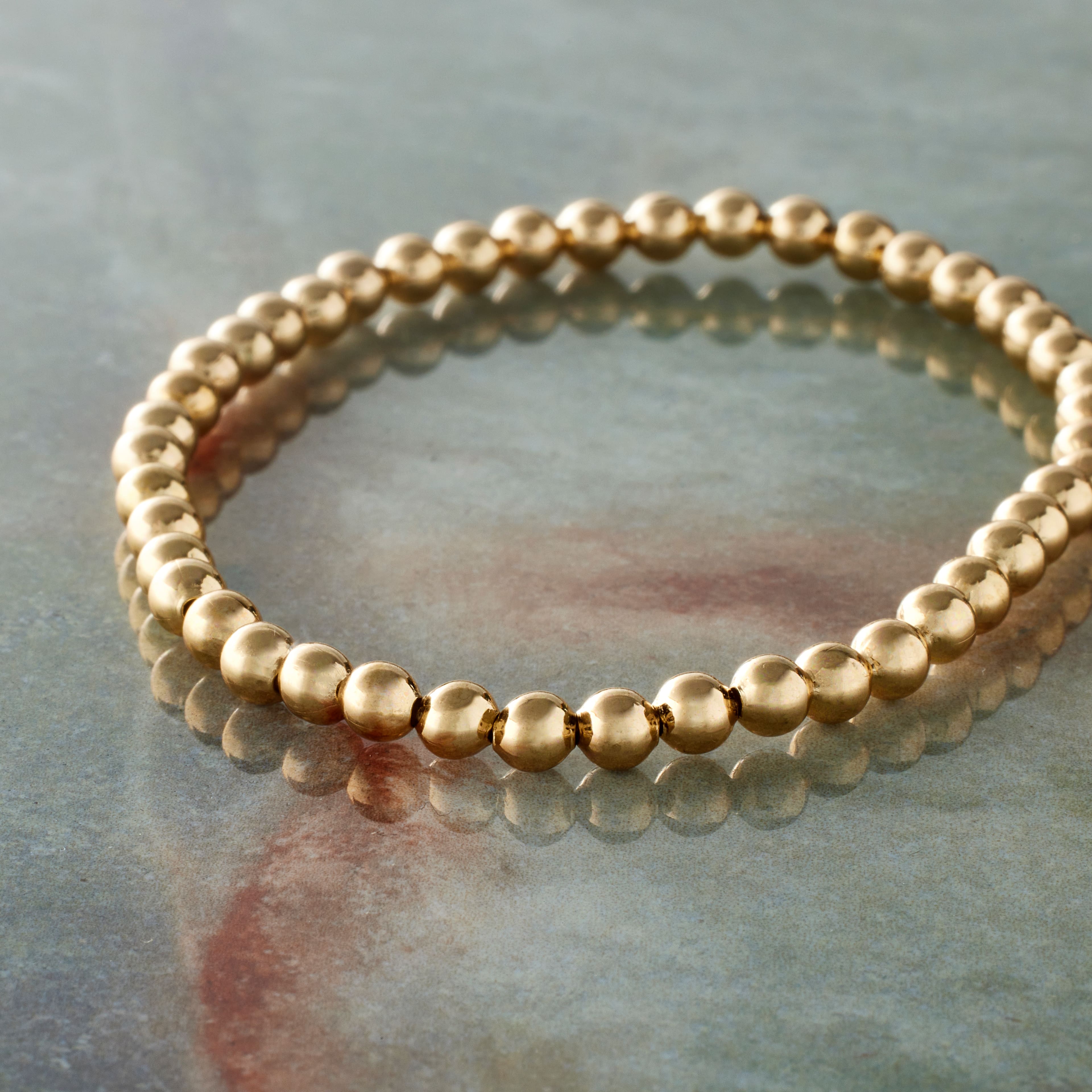 12 Pack: 4mm Gold Round Beaded Charm Bracelet by Bead Landing™